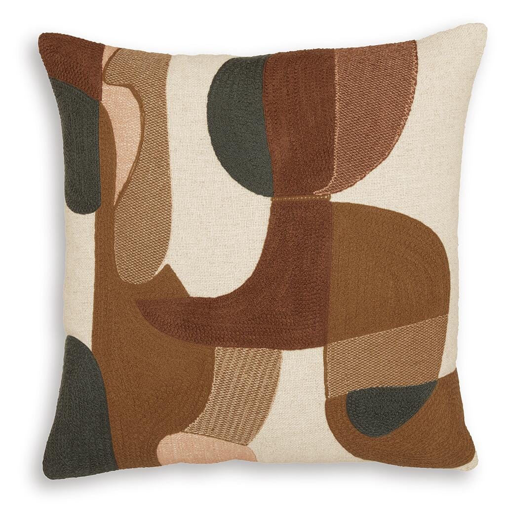 Side view of Hallam sienna gold charcoal pillow with knife-edge and zipper