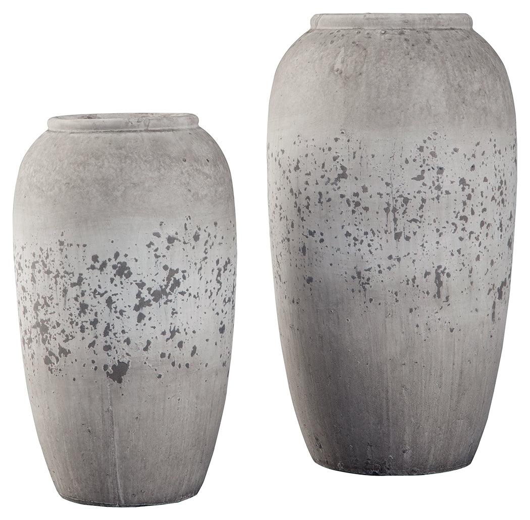 Small Dimitra ceramic vase in brown and cream, side angle
