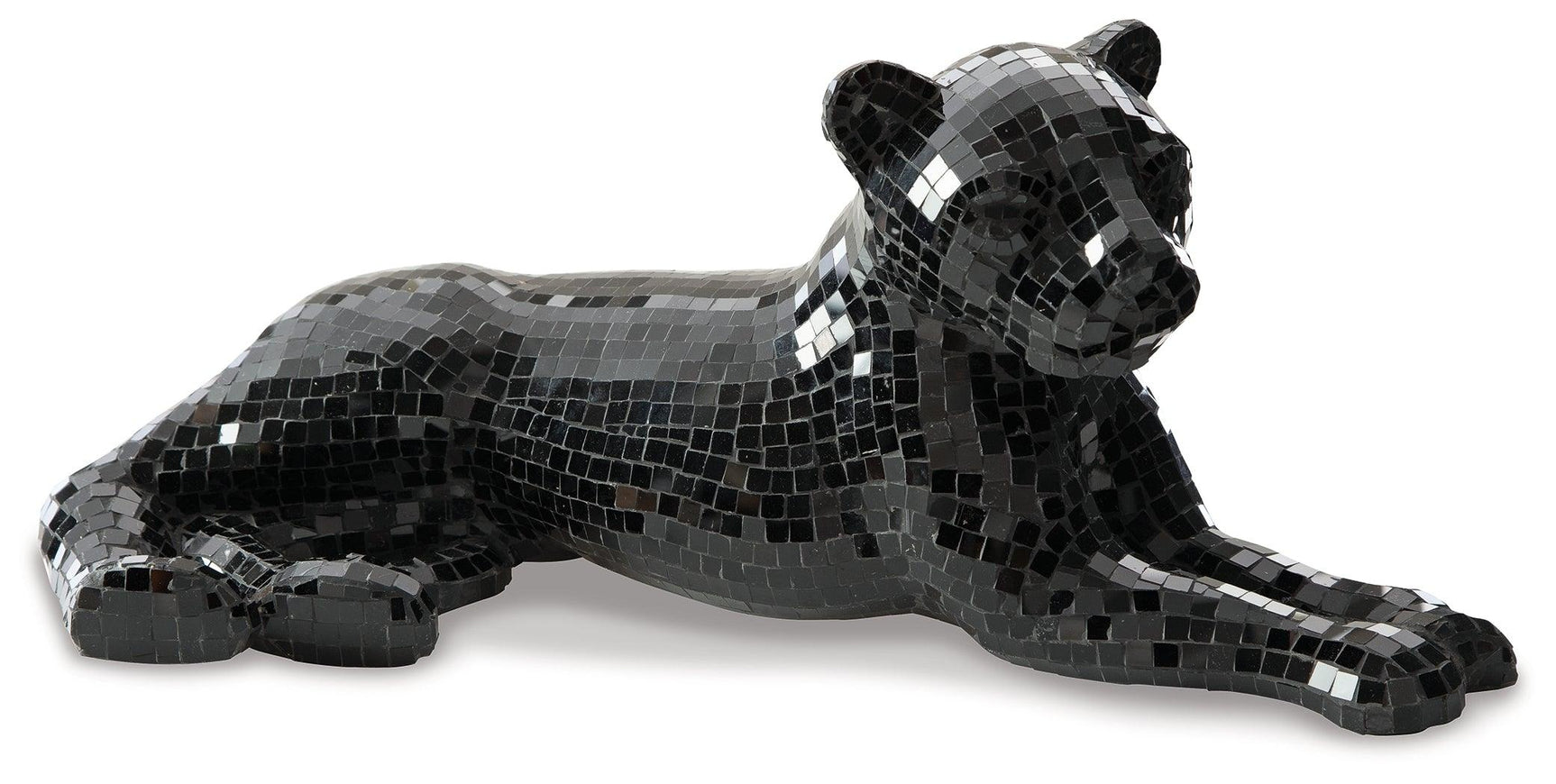 Close-up detail of mosaic glass on Drice Black Panther Sculpture