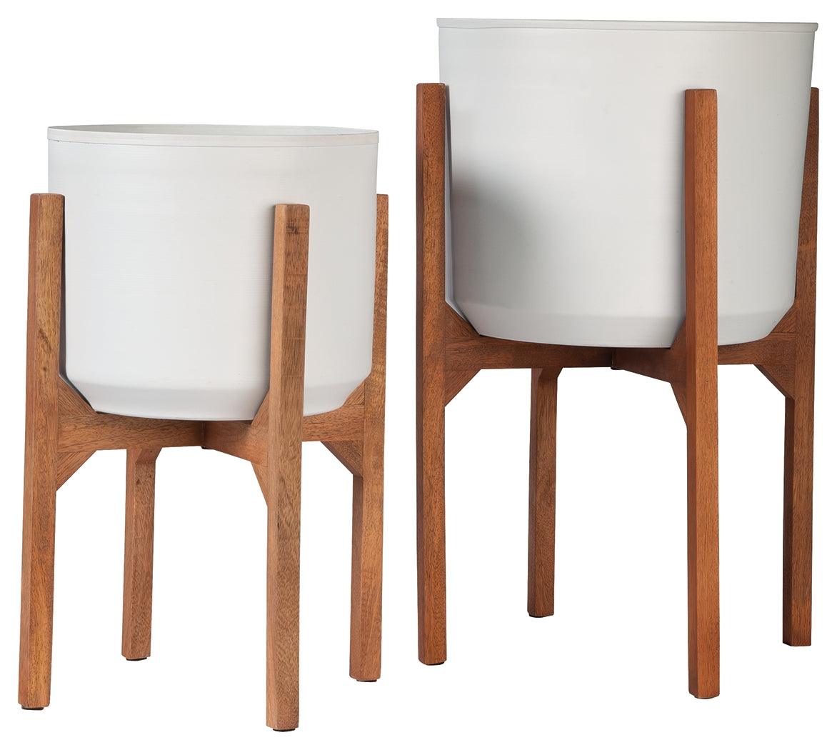 Dorcey White/Brown Planter (Set Of 2) - Ella Furniture