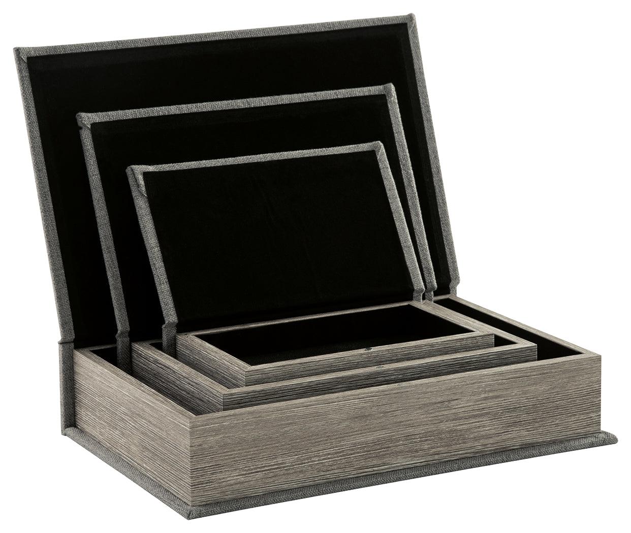 Set of 3 Jolina Gray Boxes stacked open