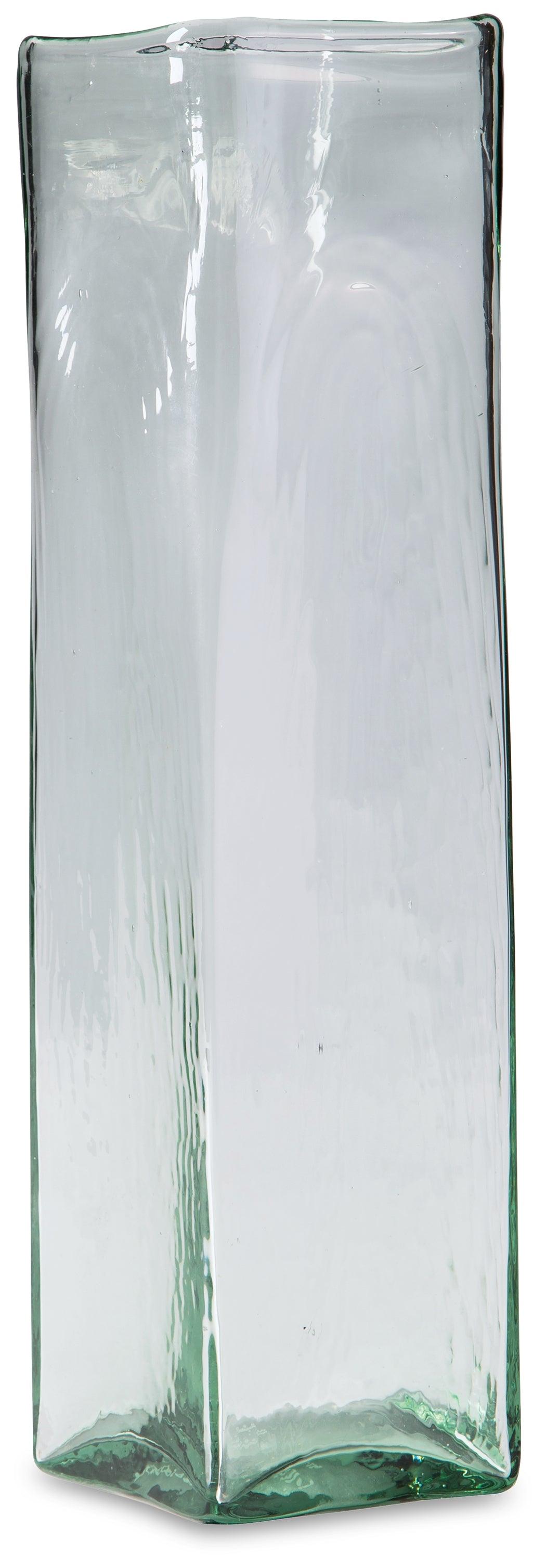 Taylow medium green glass curved vase side angle