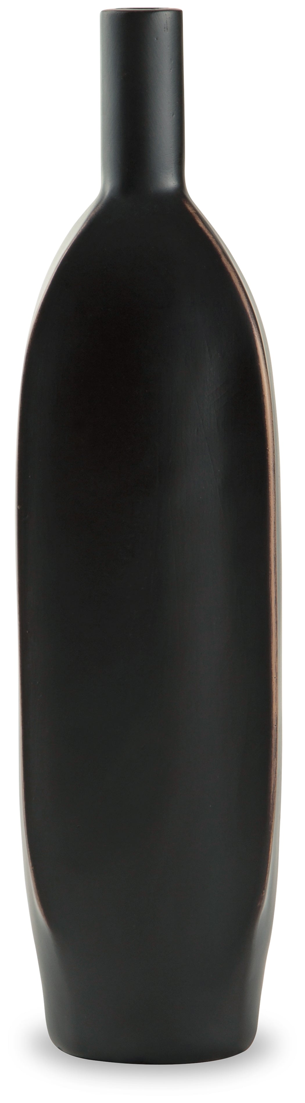 Rhaveney Black Vase - close-up of brown rub detail
