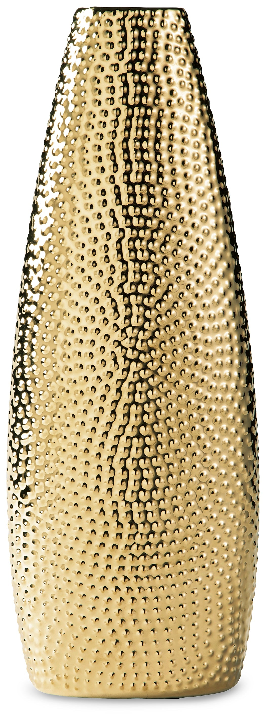 Efim gold finish ceramic vase angled view