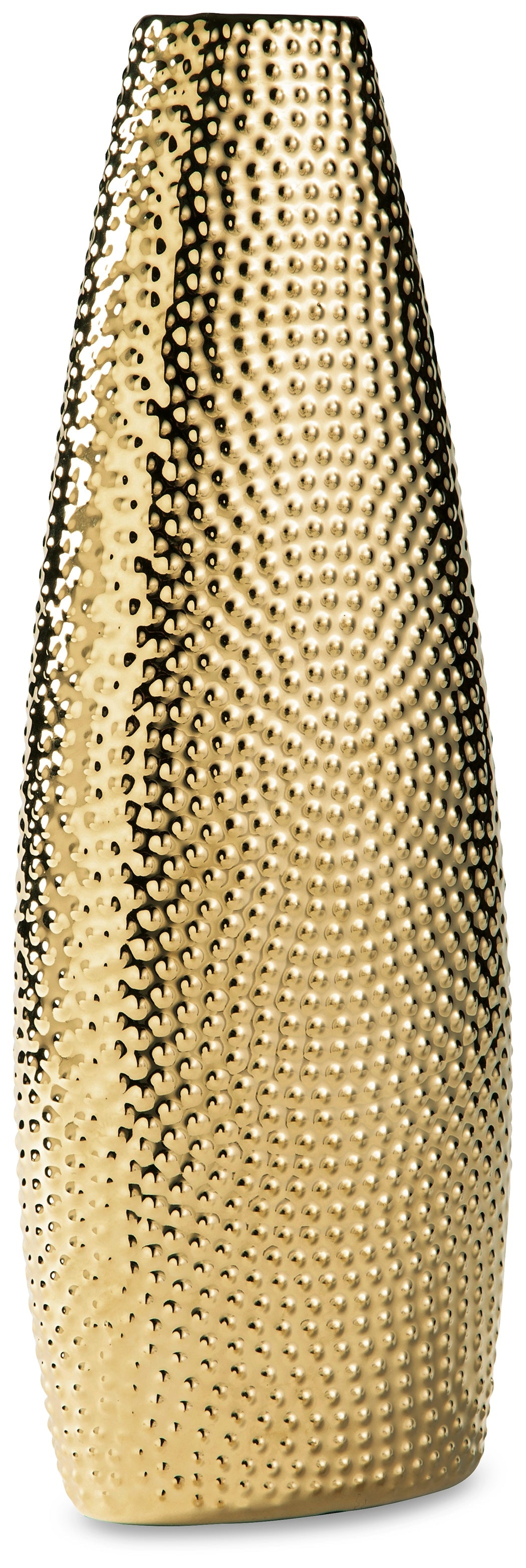 Efim gold finish ceramic vase head-on view