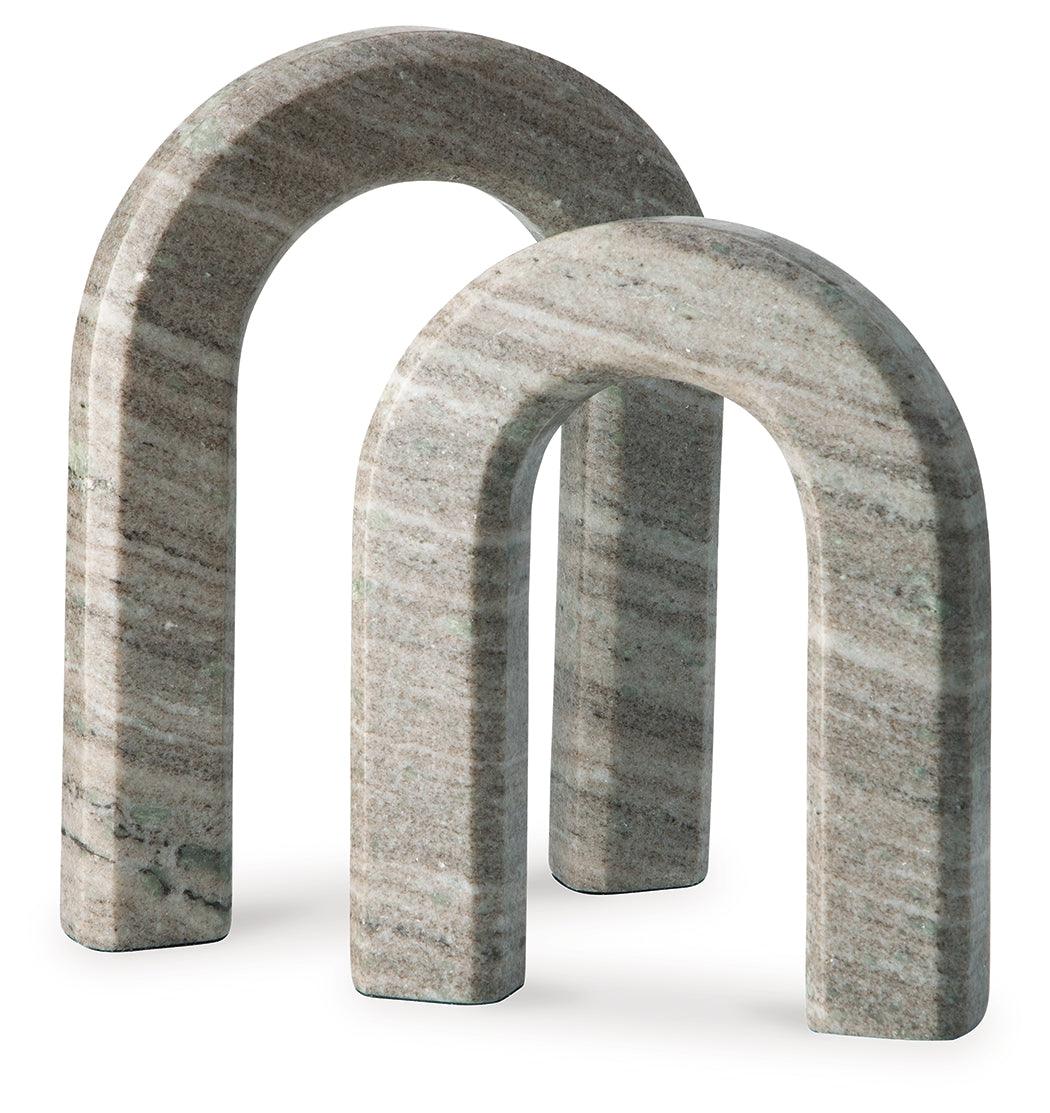 Keithton Taupe Marble Sculpture Set side angle