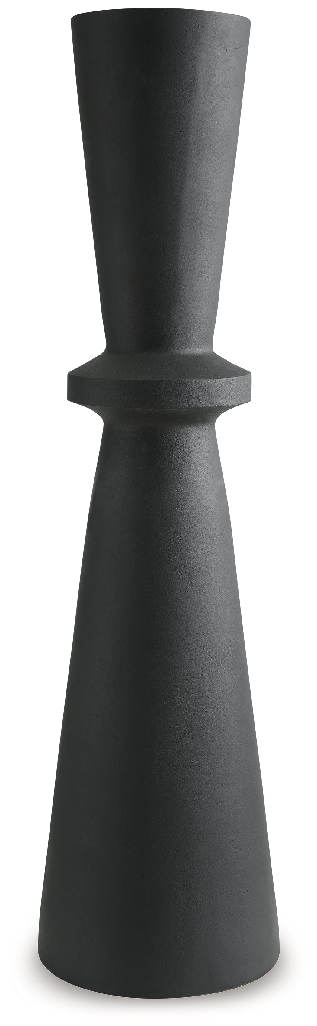 Side detail of black resin vase