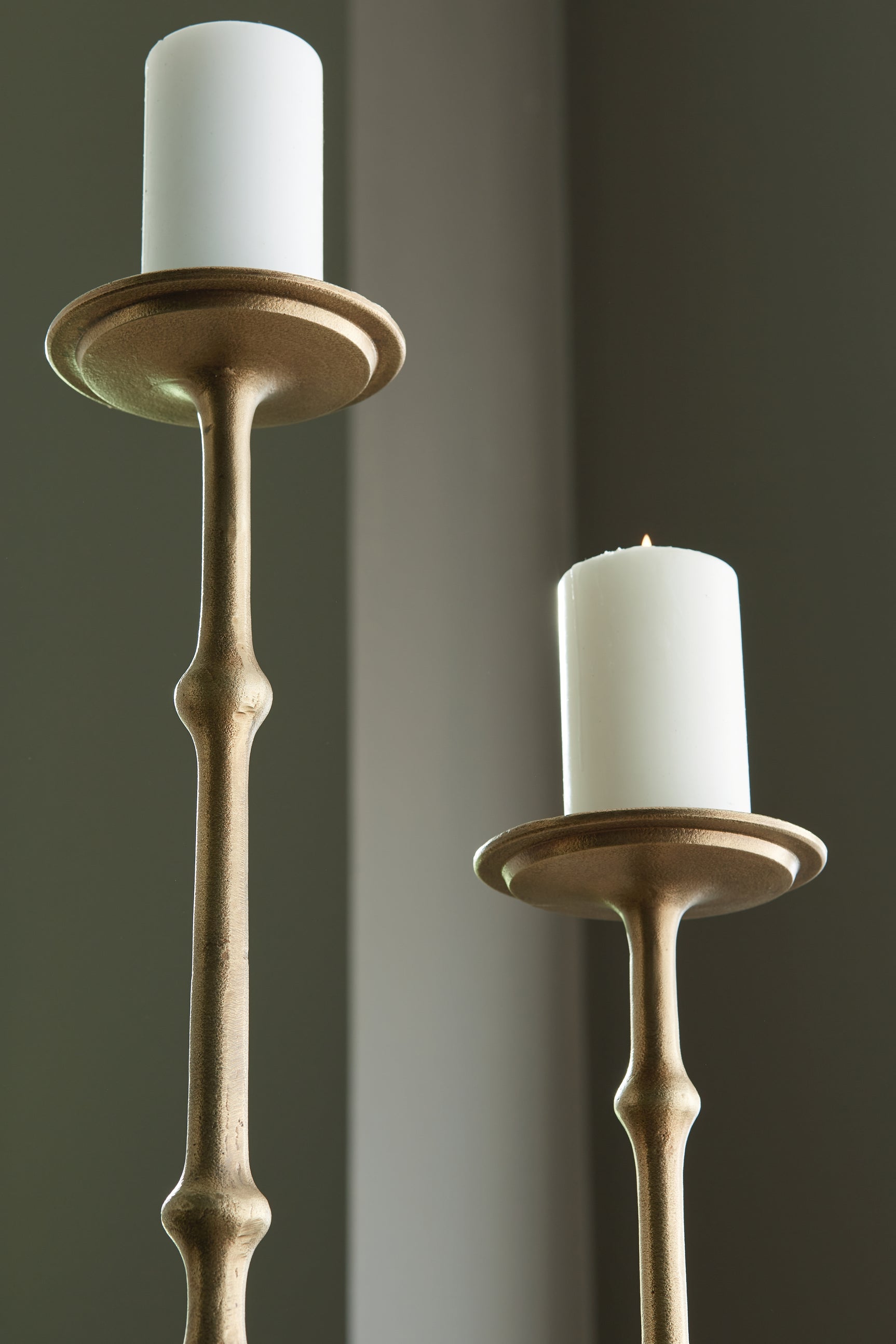 Antique brass finish detail on Larwick candle holder