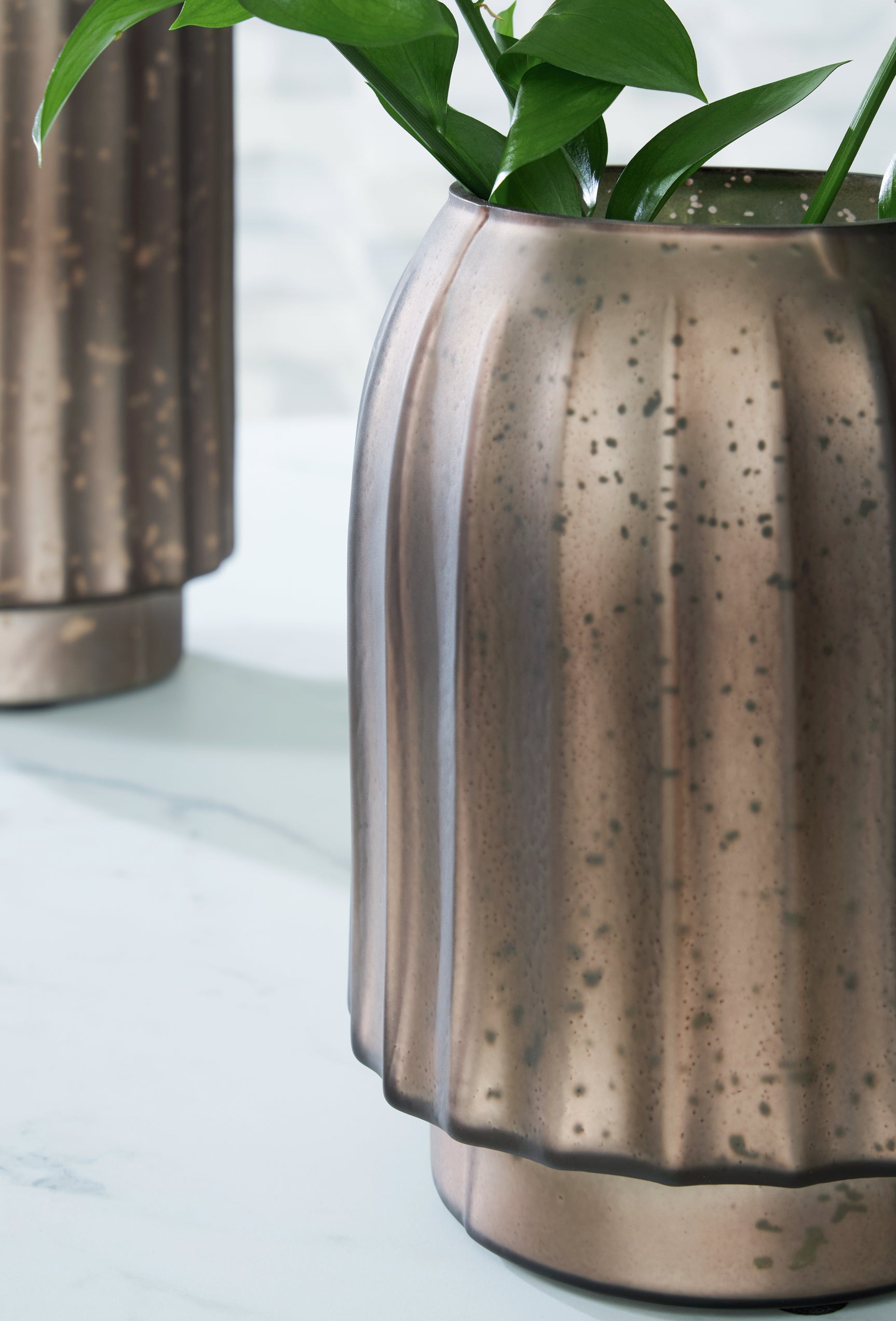 Brown glass vase detail