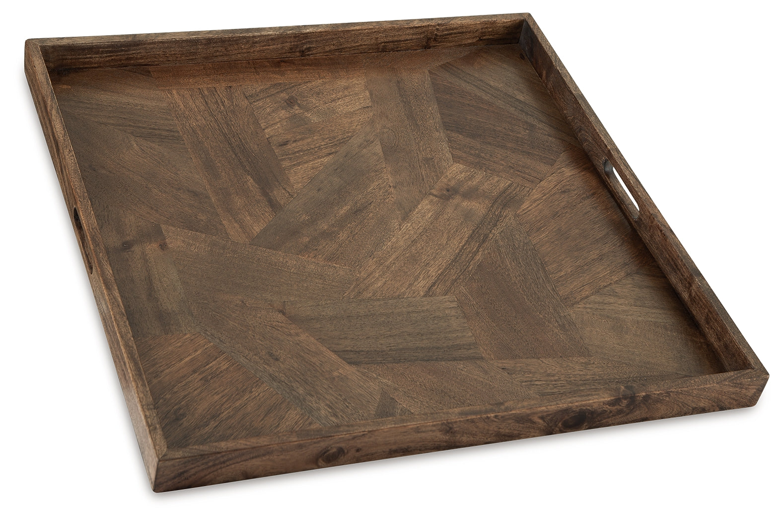 Close-up of Heddford Tray geometric pattern and wood grain