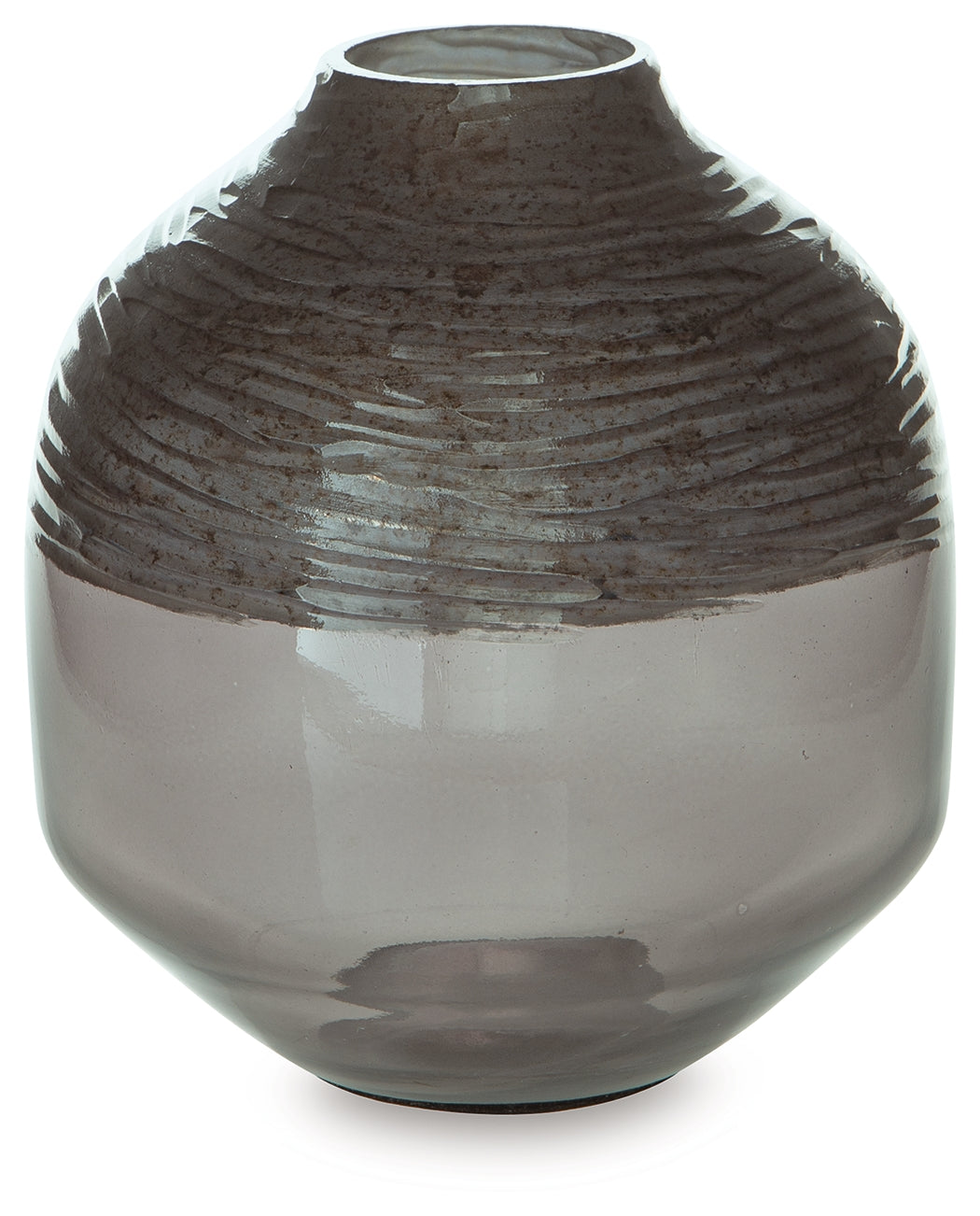 Harpwick Vase close-up of iridescent gray finish