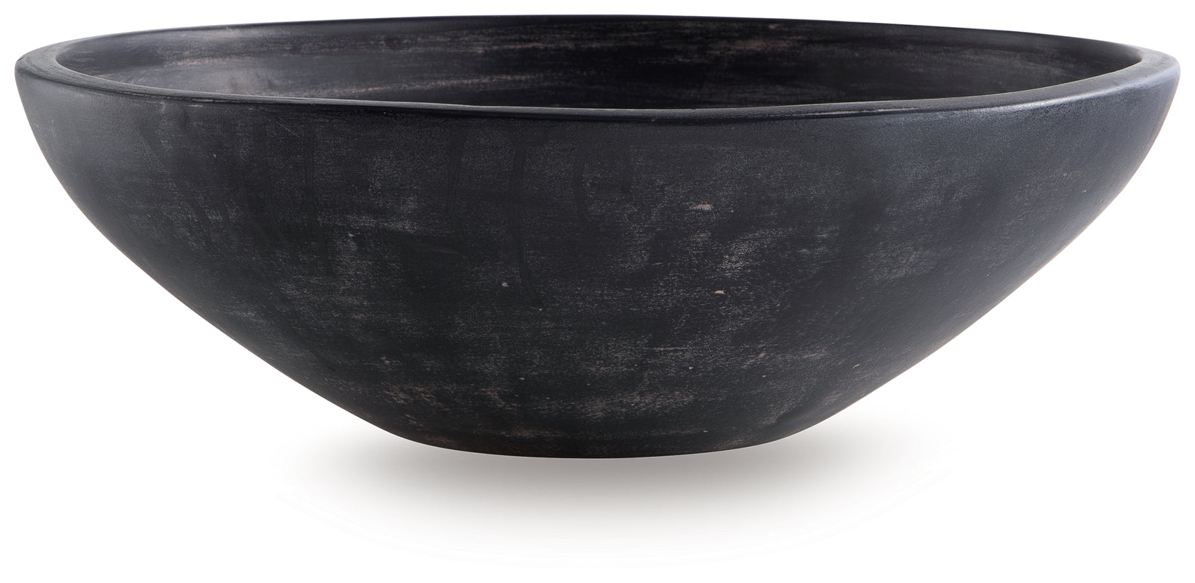 Meadie Distressed Black Ceramic Bowl front view