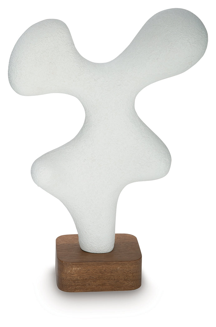 Lavarsen sculpture side angle showing textured paper composite and wood base