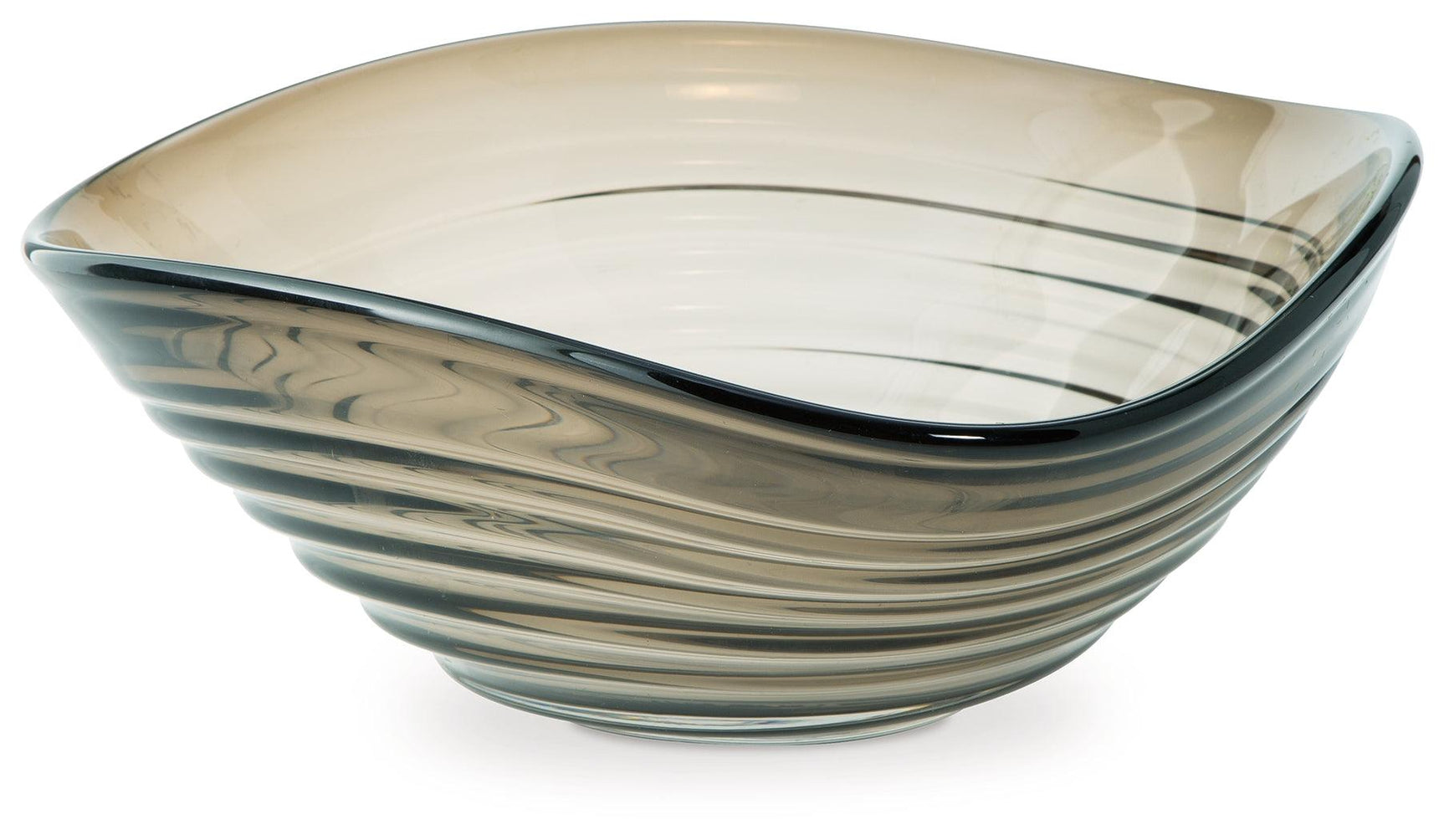 Close-up detail of Solariston gray brown glass bowl