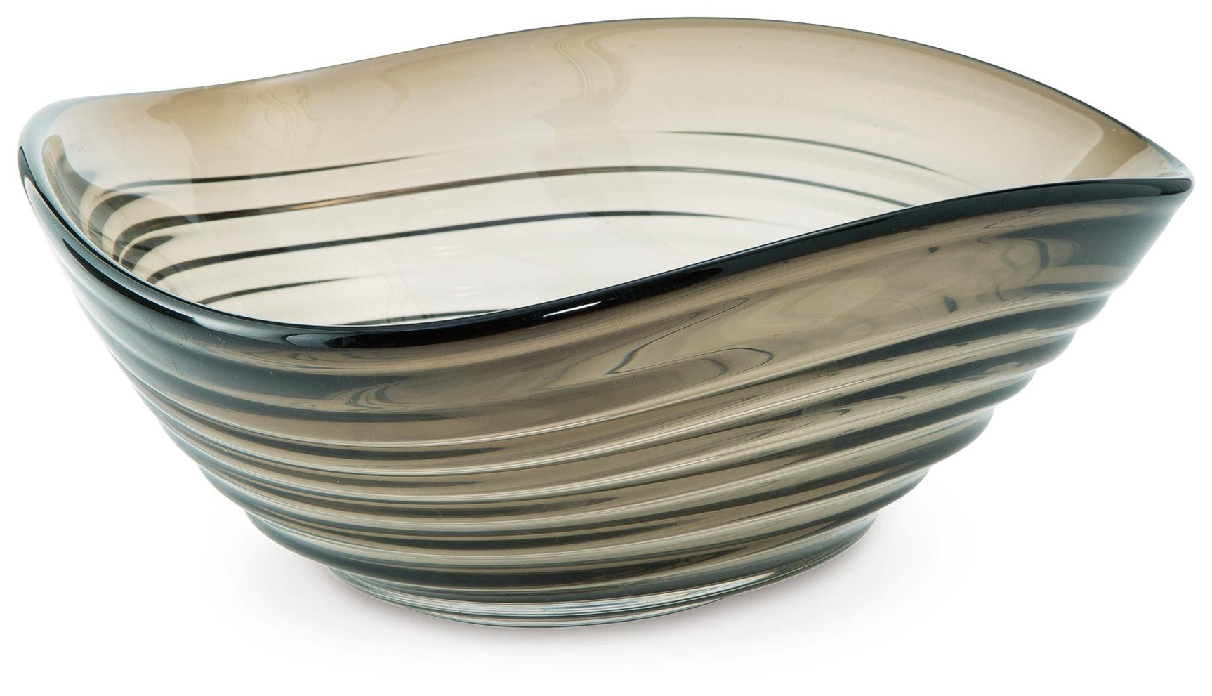 Solariston gray brown glass bowl angled side view