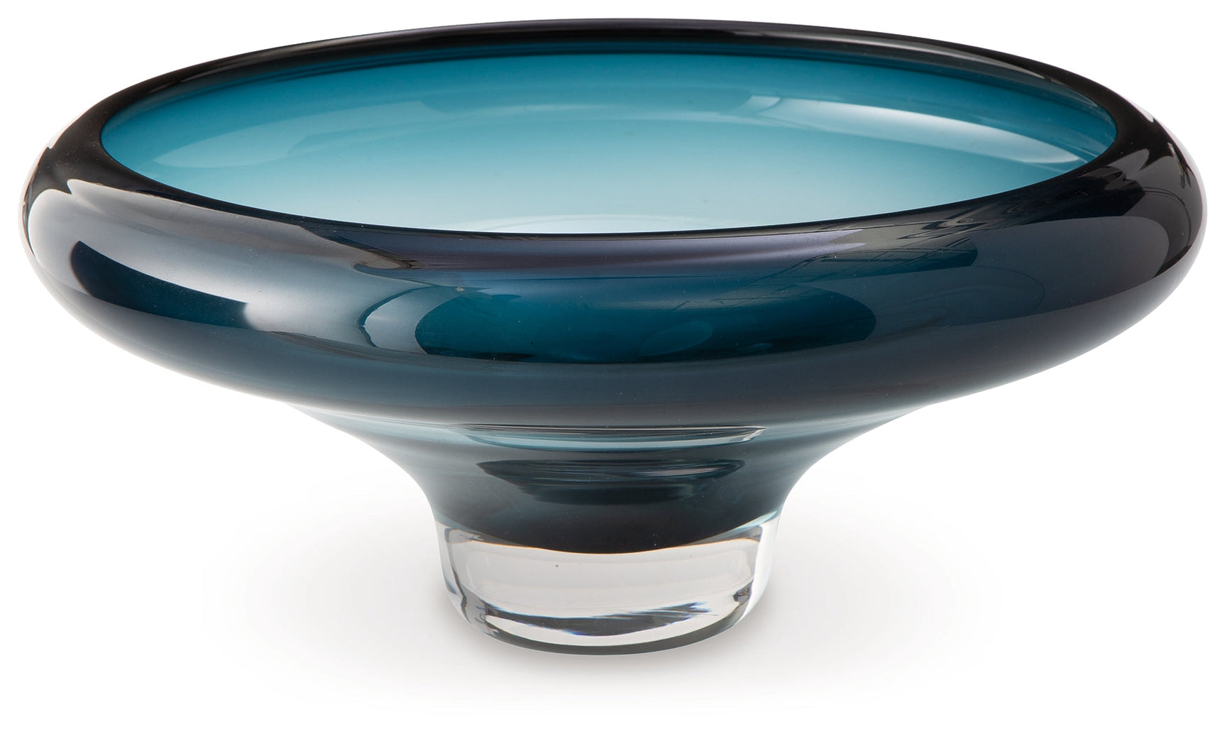 Vallborough teal blue glass bowl side angle