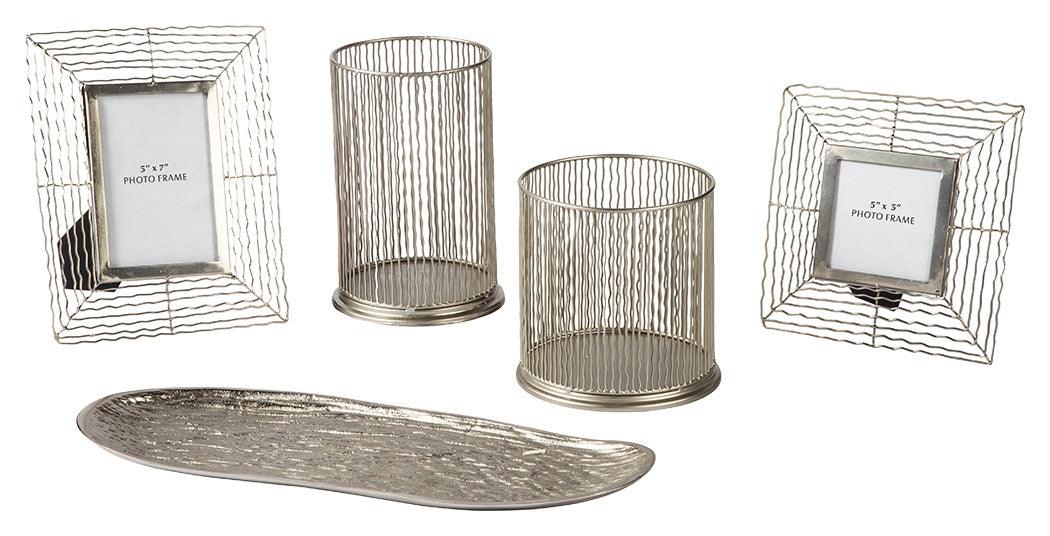 Dympna Silver Finish Accessory Set (Set Of 5) - Ella Furniture
