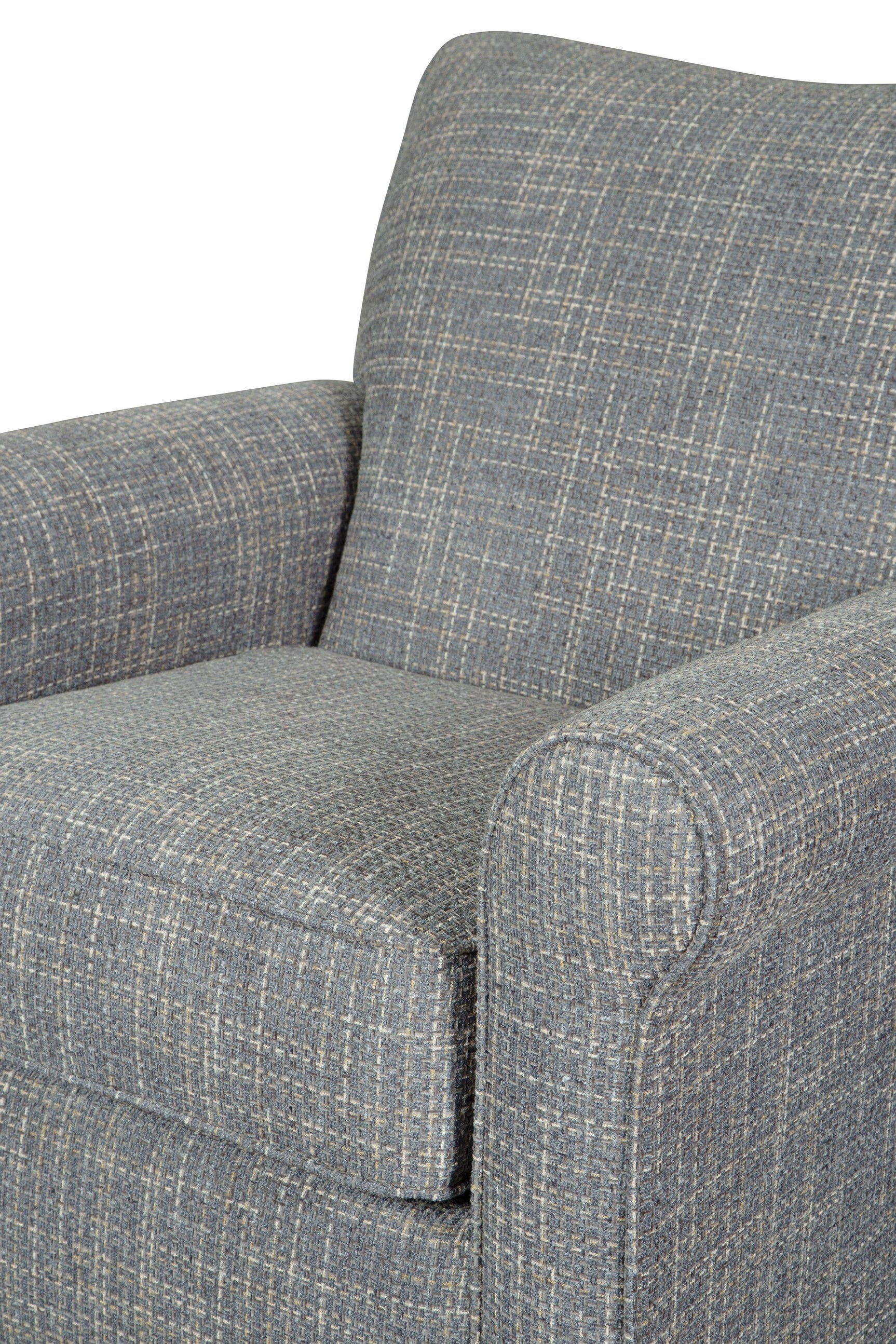 Renley Ash Swivel Glider Accent Chair close-up on swivel base