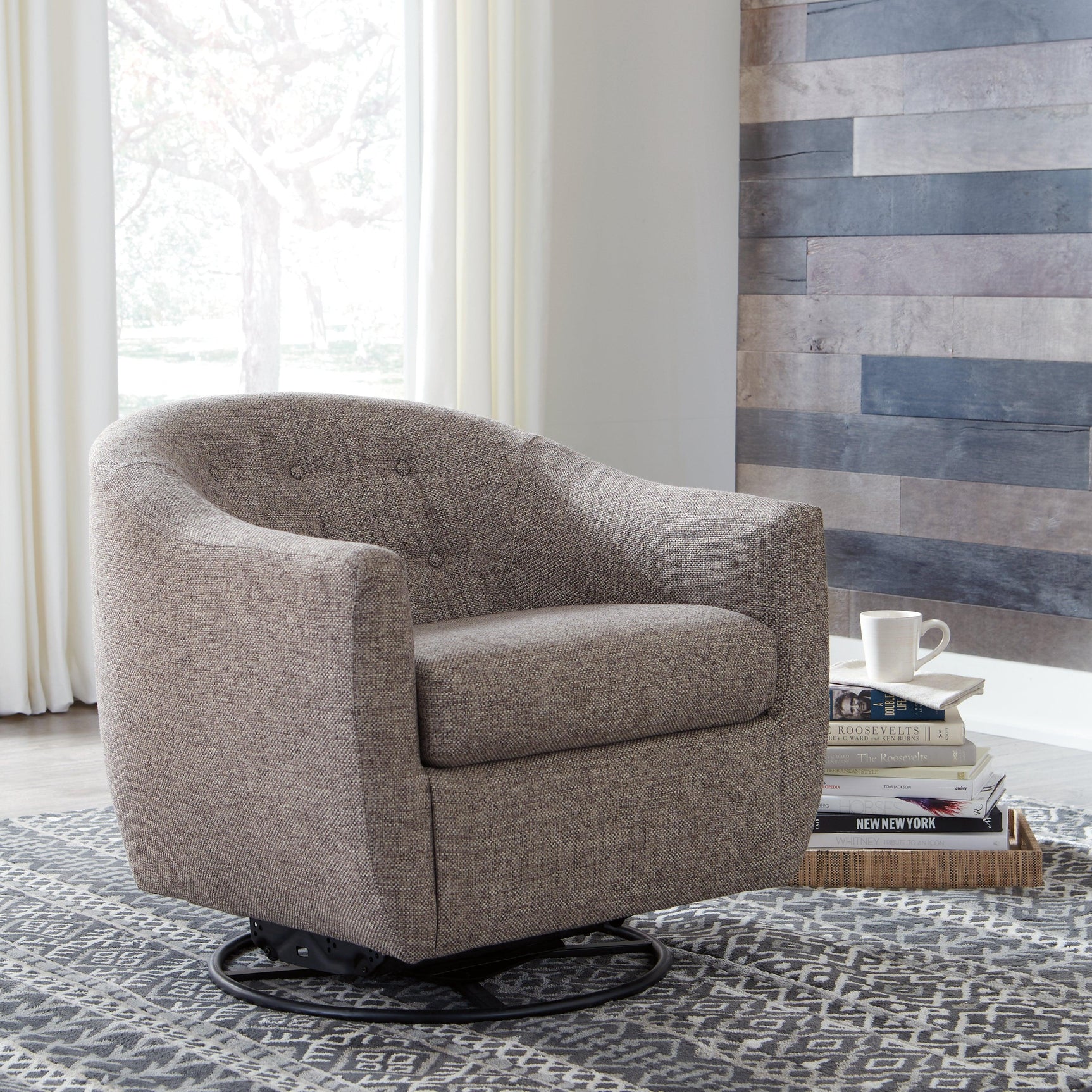 Upshur Taupe Accent Chair front full view