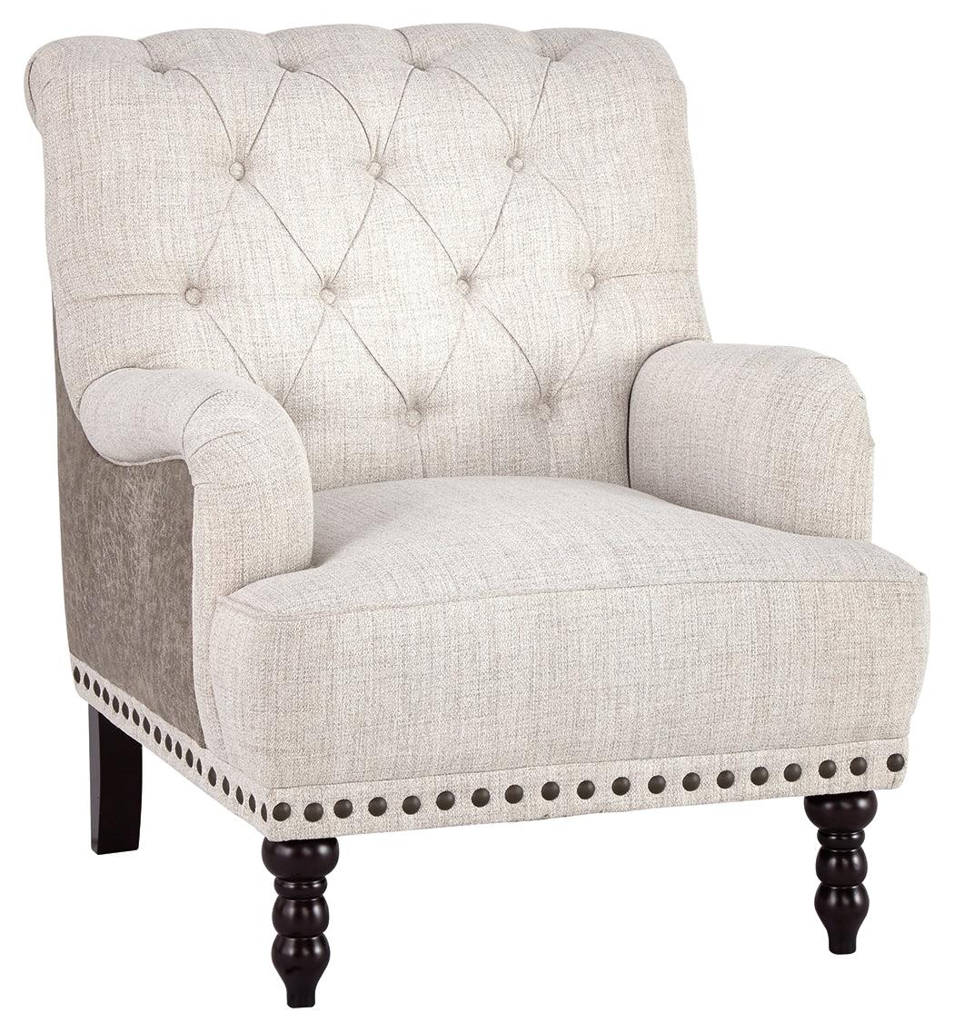 Tartonelle Ivory Taupe Accent Chair close-up of arm and trim