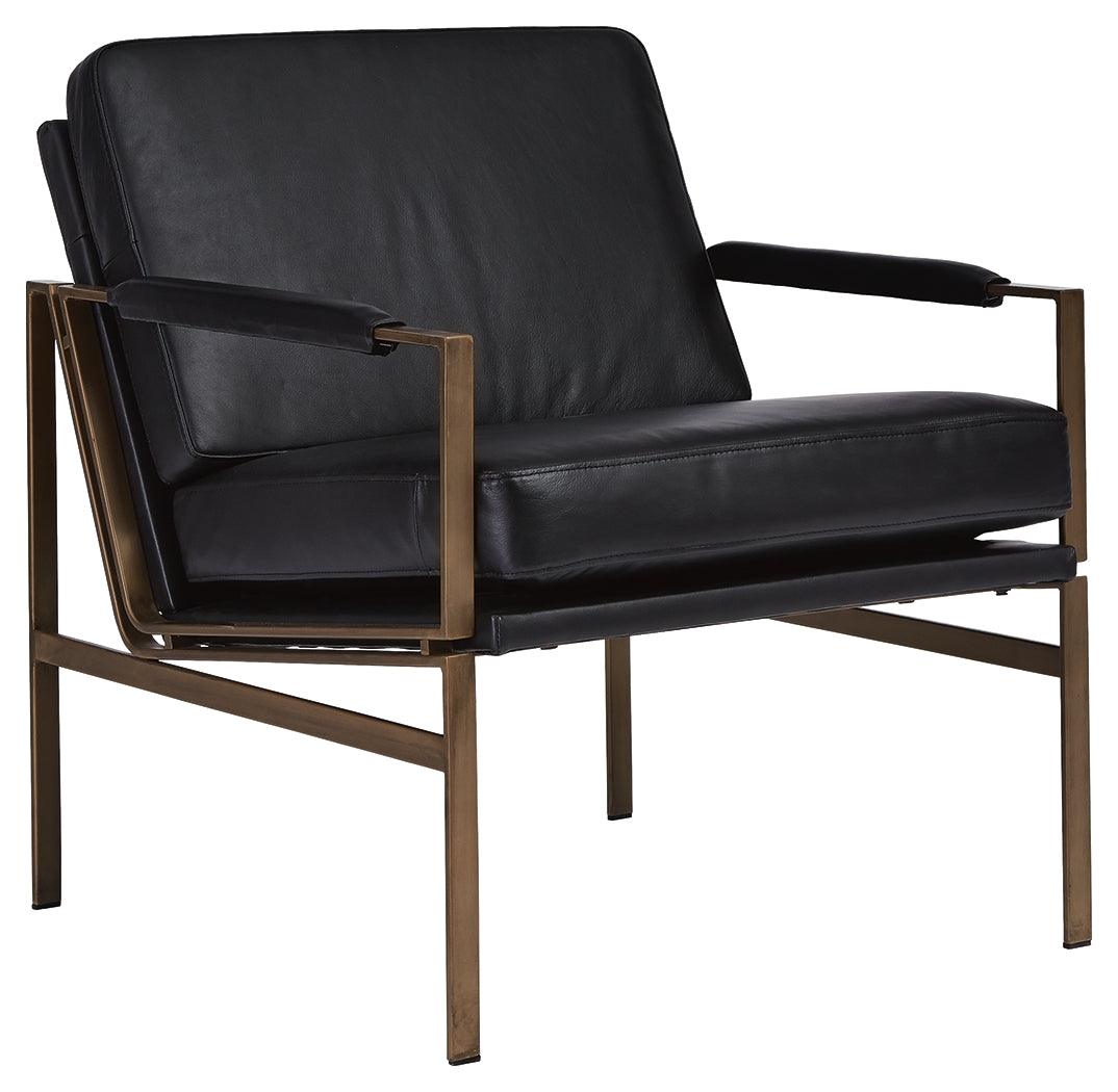 Puckman Black Leather Accent Chair side view