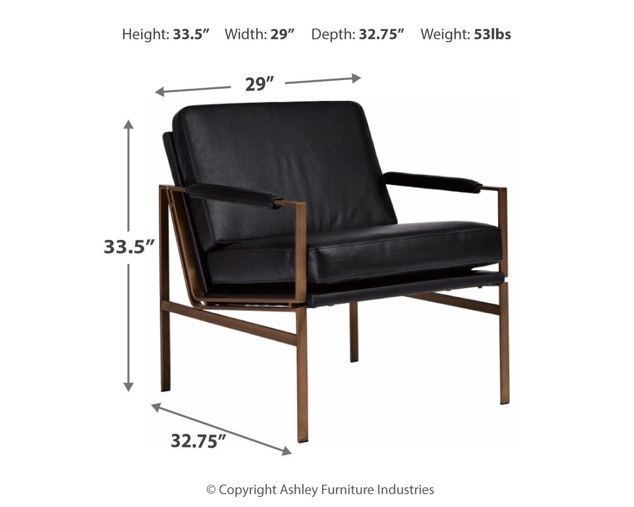 Puckman Black Leather Accent Chair dimension diagram
