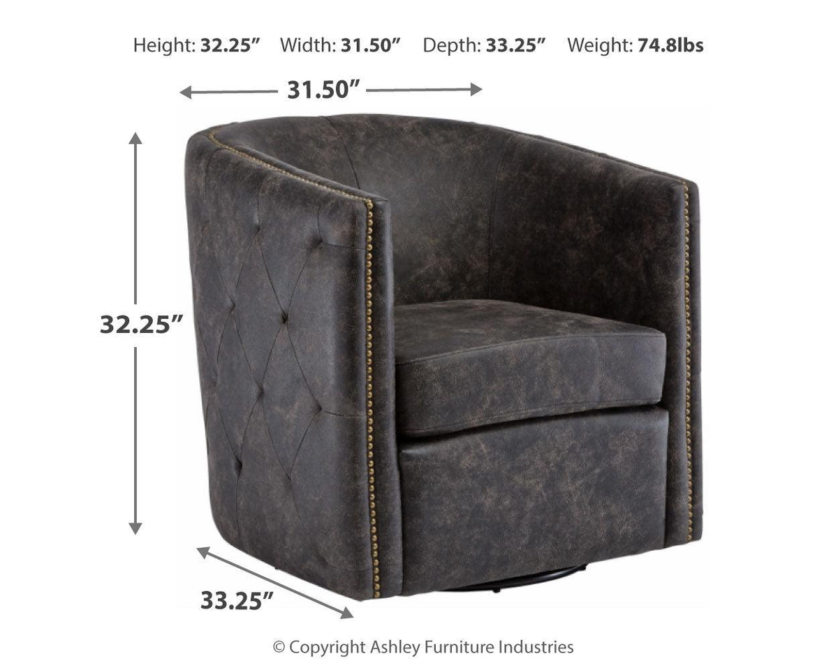 Brentlow Distressed Black Accent Chair dimension diagram