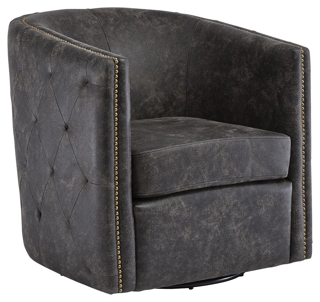 Brentlow Distressed Black Accent Chair side view
