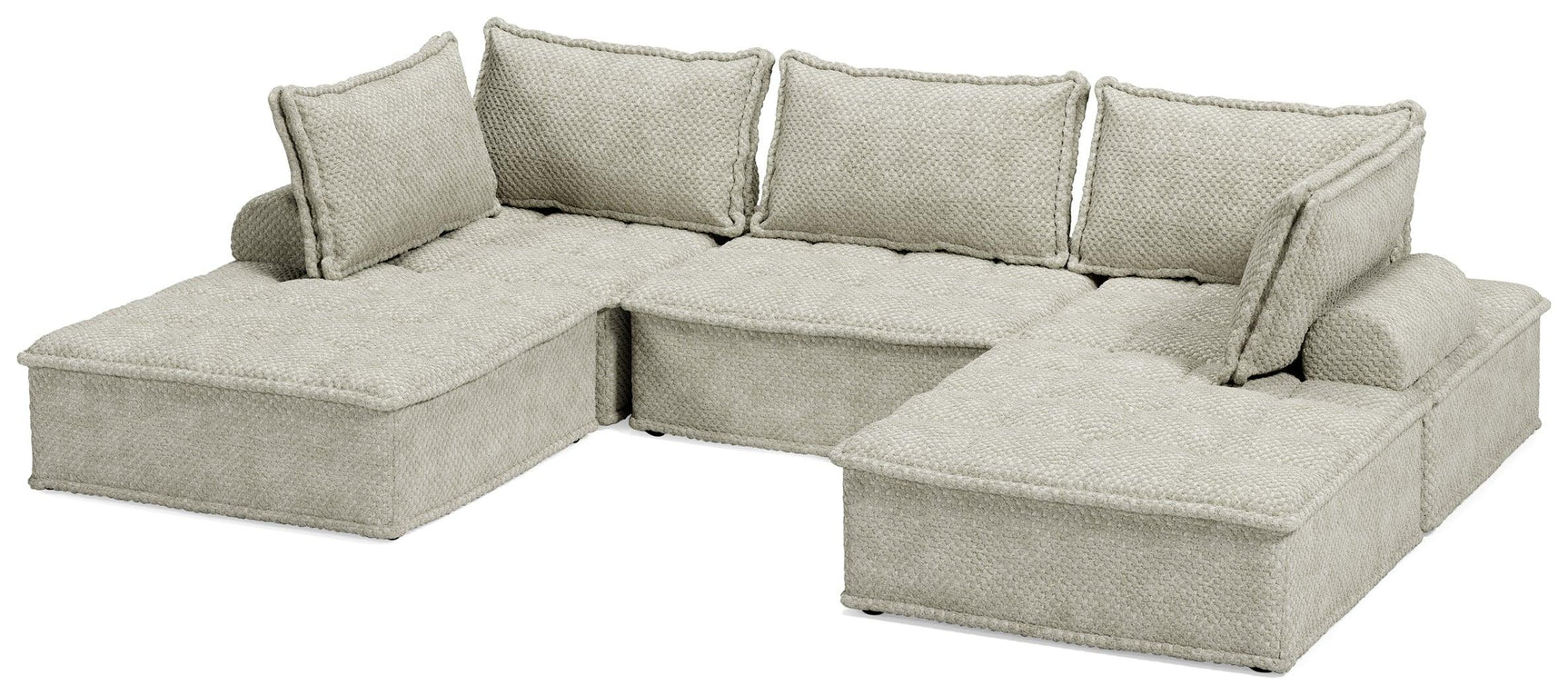 Detail view of taupe fabric on Bales modular seating