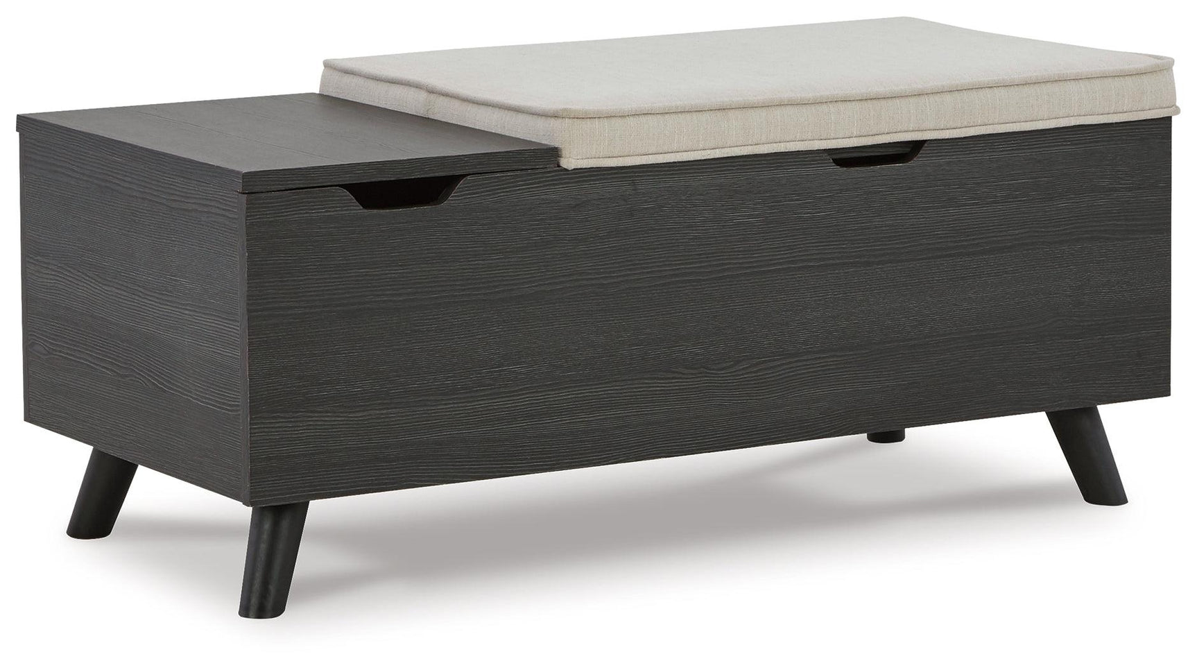 Yarlow Linen gray storage bench open storage compartments