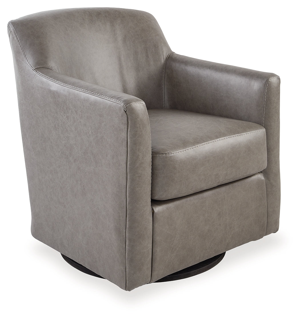 Bradney Fossil Leather Swivel Accent Chair side view