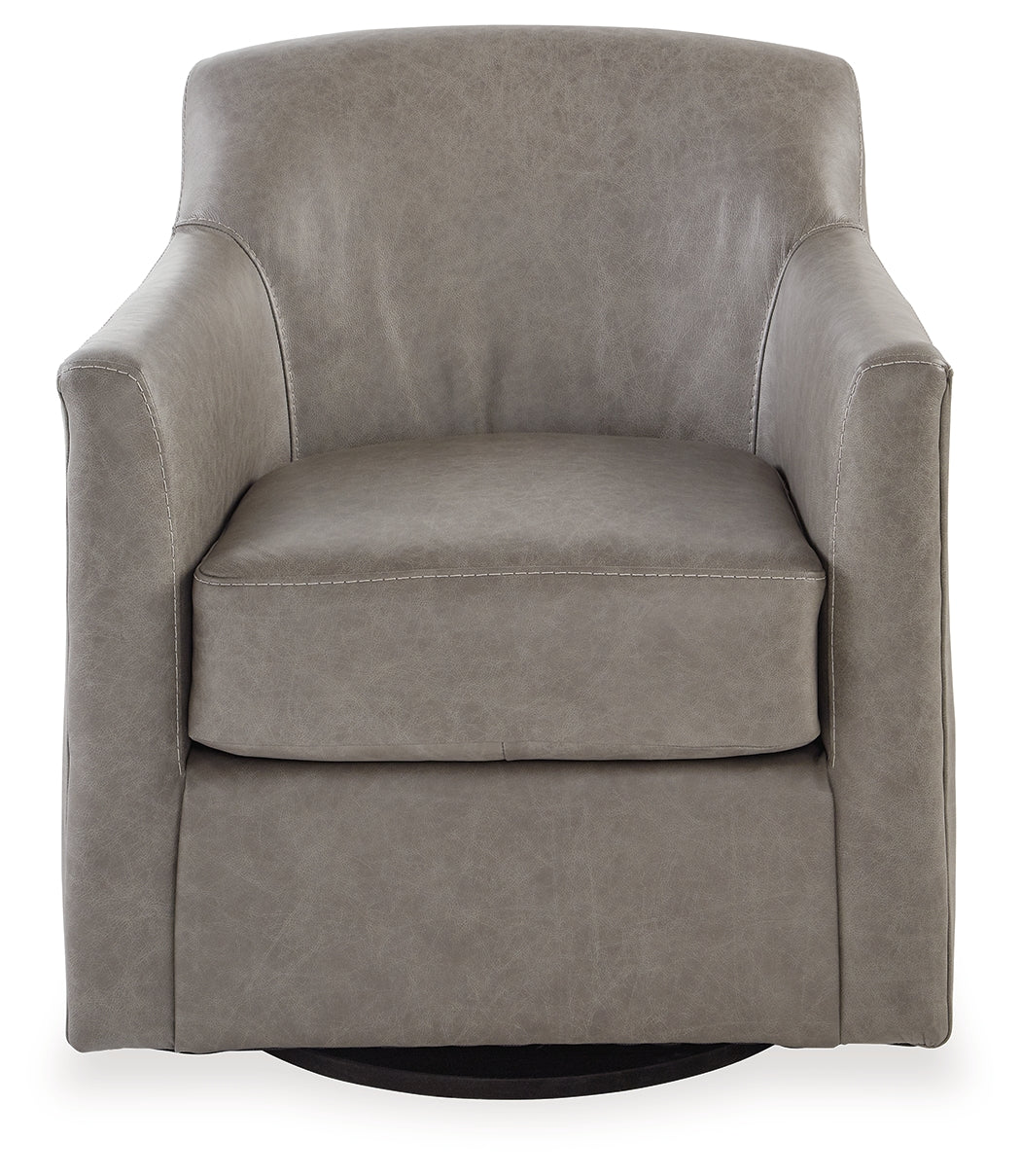 Bradney Fossil Leather Swivel Accent Chair head-on view