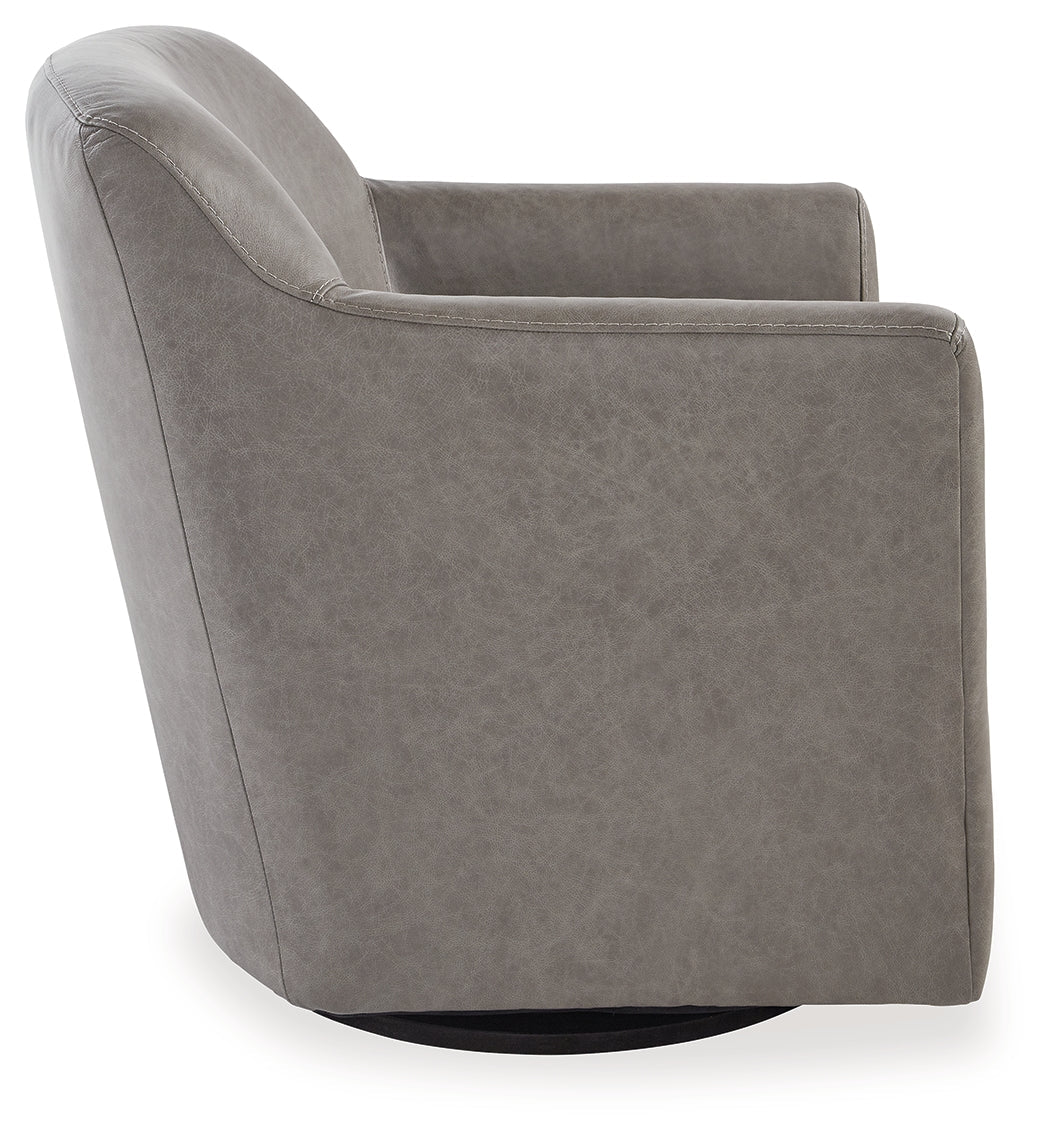 Bradney Fossil Leather Swivel Accent Chair side profile