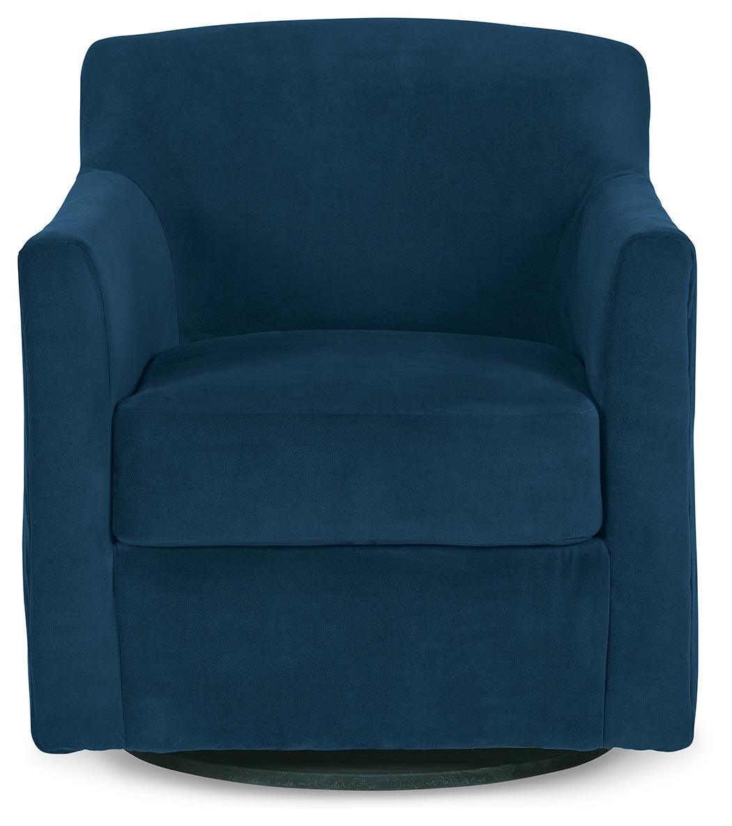 Bradney Ink Velvet Swivel Accent Chair side view