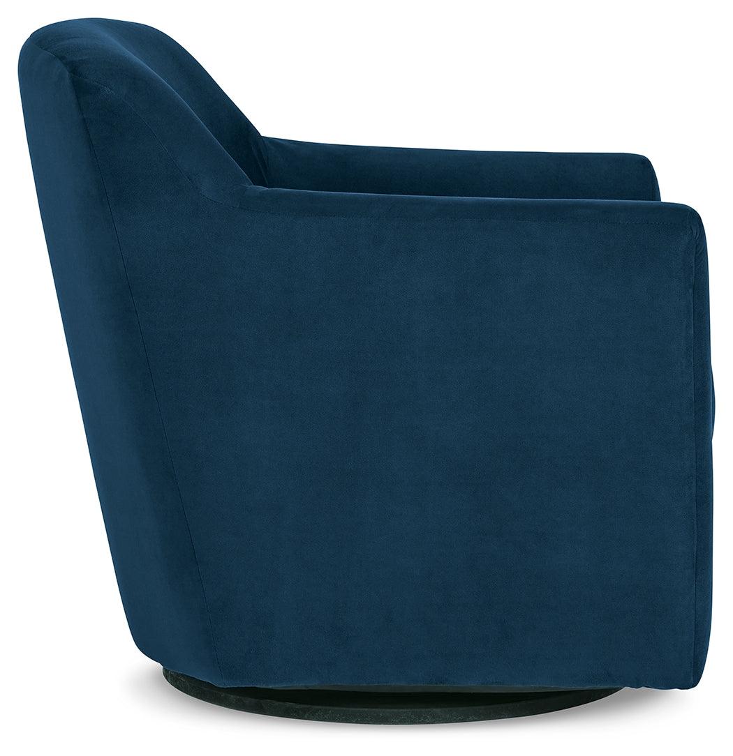 Bradney Ink Velvet Swivel Accent Chair rear view