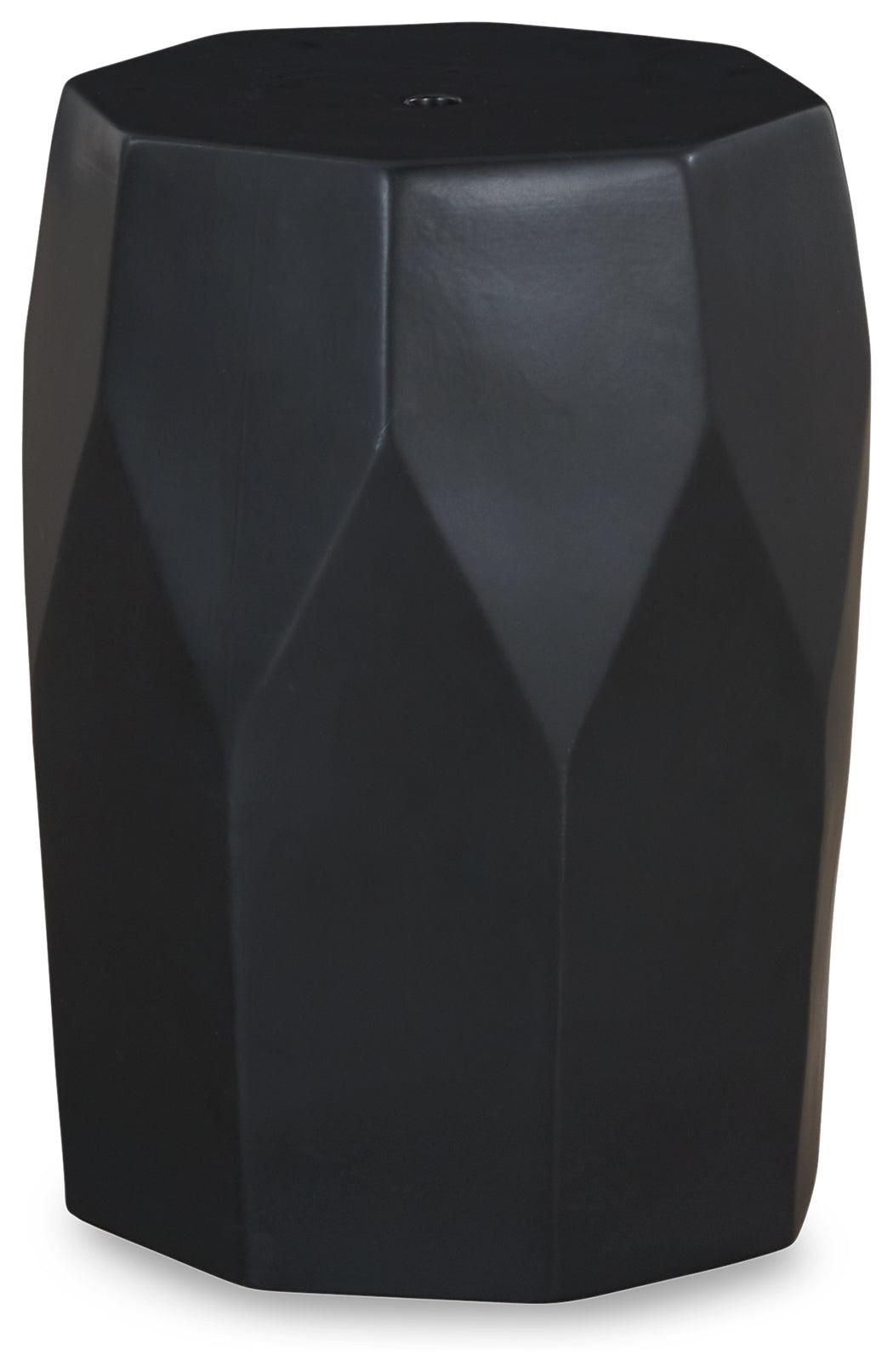 Rhysworth ceramic black stool top view showing faceted sides