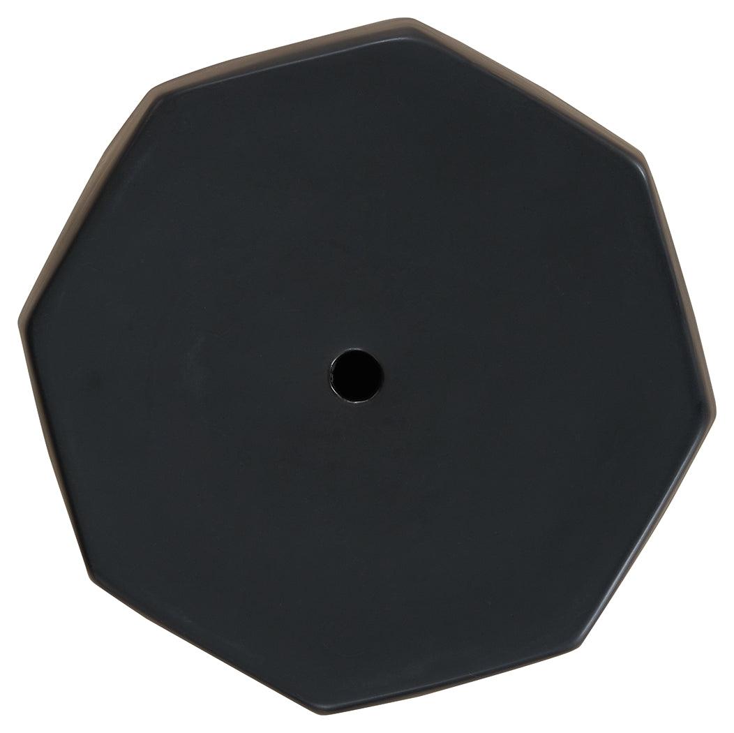 Close-up of Rhysworth stool matte black ceramic finish