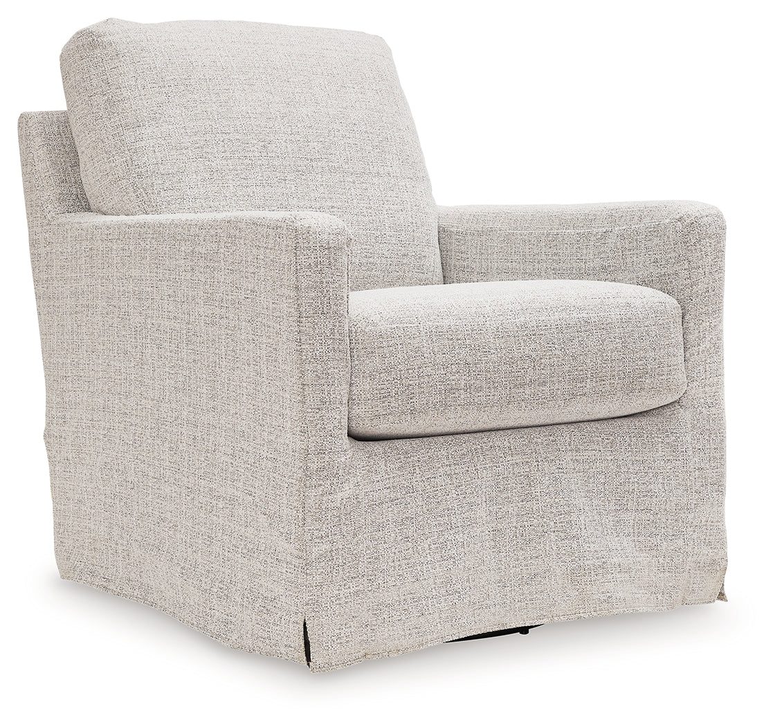 Nenana Next-Gen Nuvella Stone Swivel Glider Accent Chair head-on view
