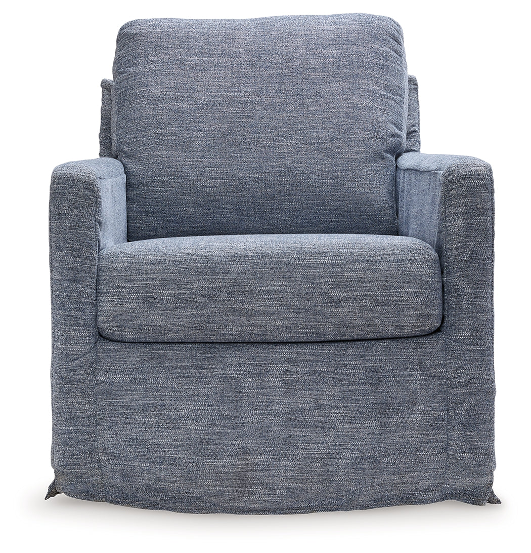 Nenana Denim Swivel Glider Accent Chair side profile