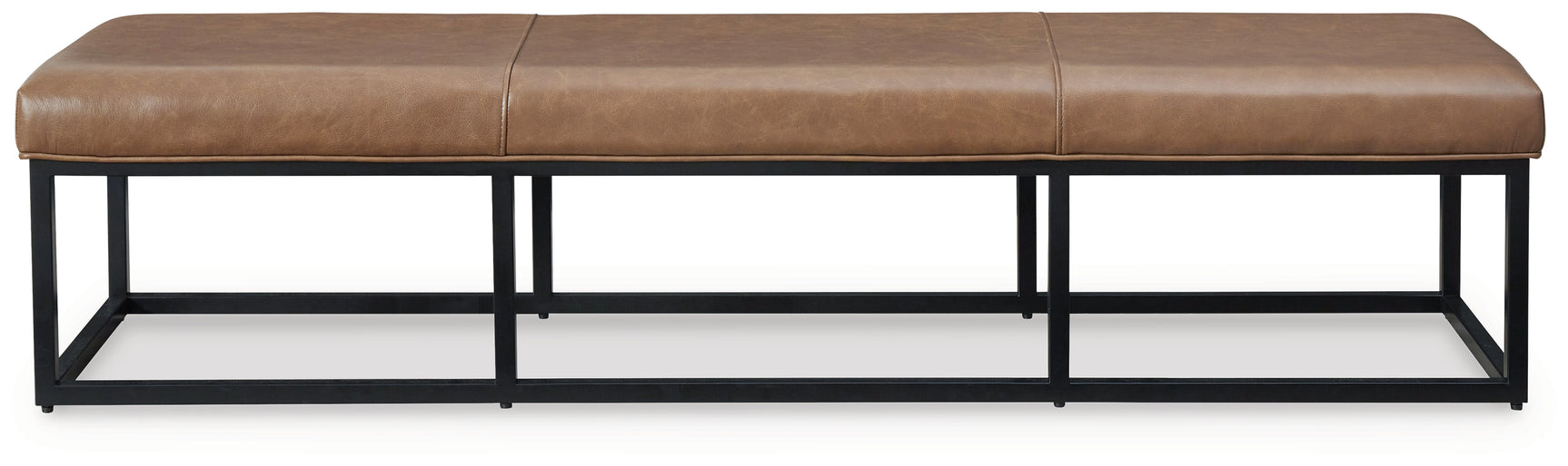 Joston Bench head-on view showing leather upholstery