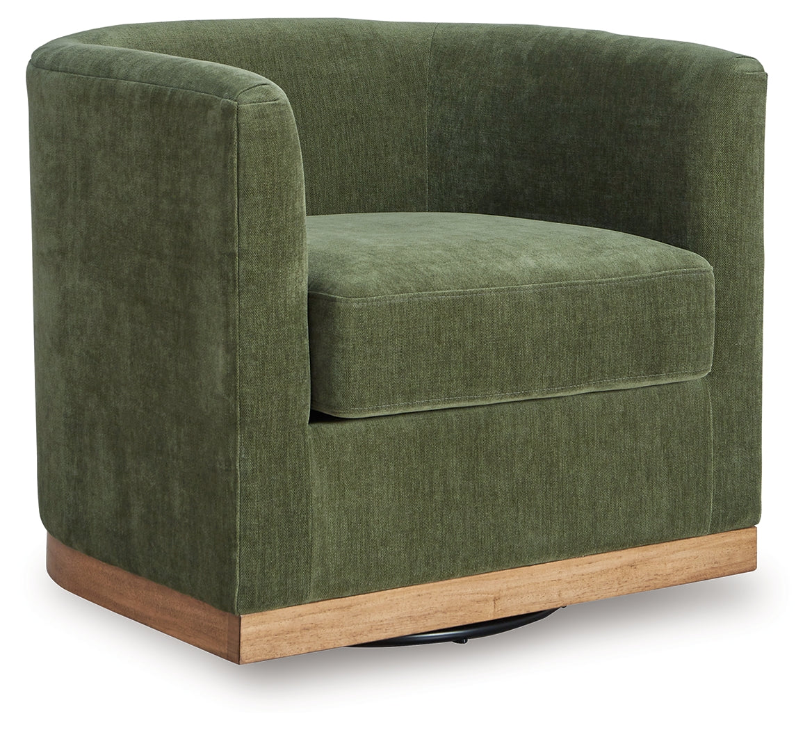Jersonlow Forest Green Swivel Chair side angle