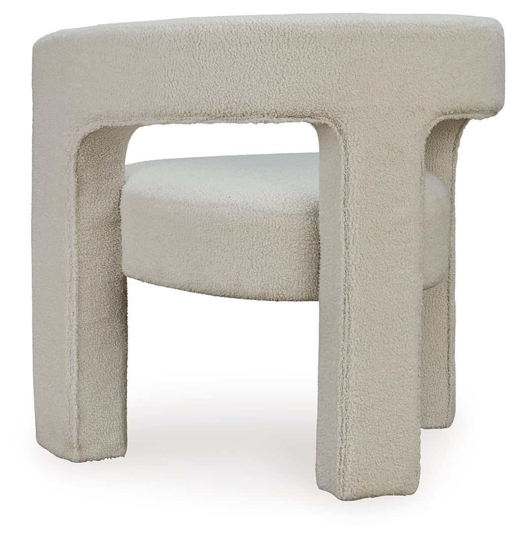 Landick Ivory Accent Chair close-up on cutout barrel back