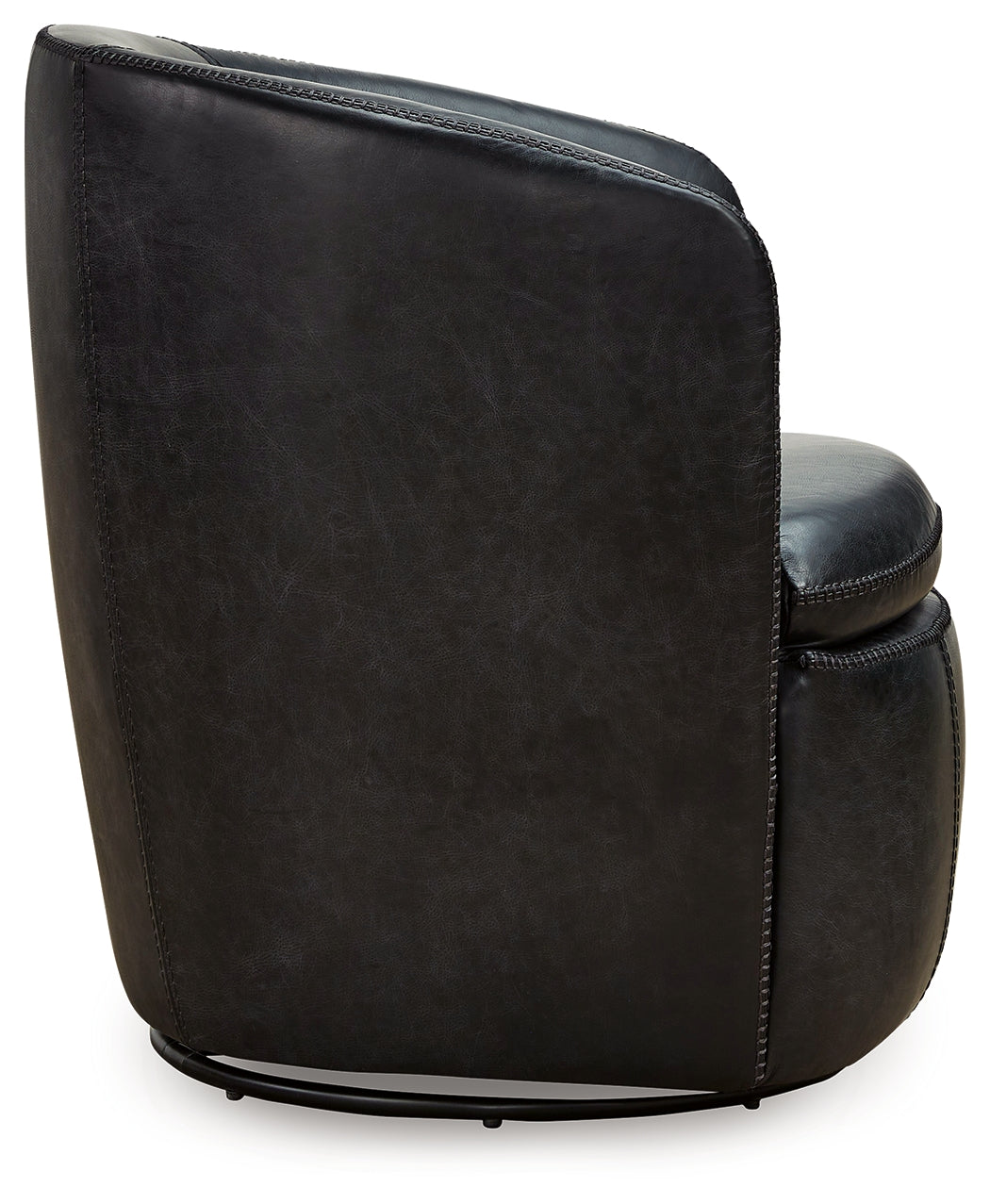 Kierreys Midnight Leather Swivel Accent Chair side view