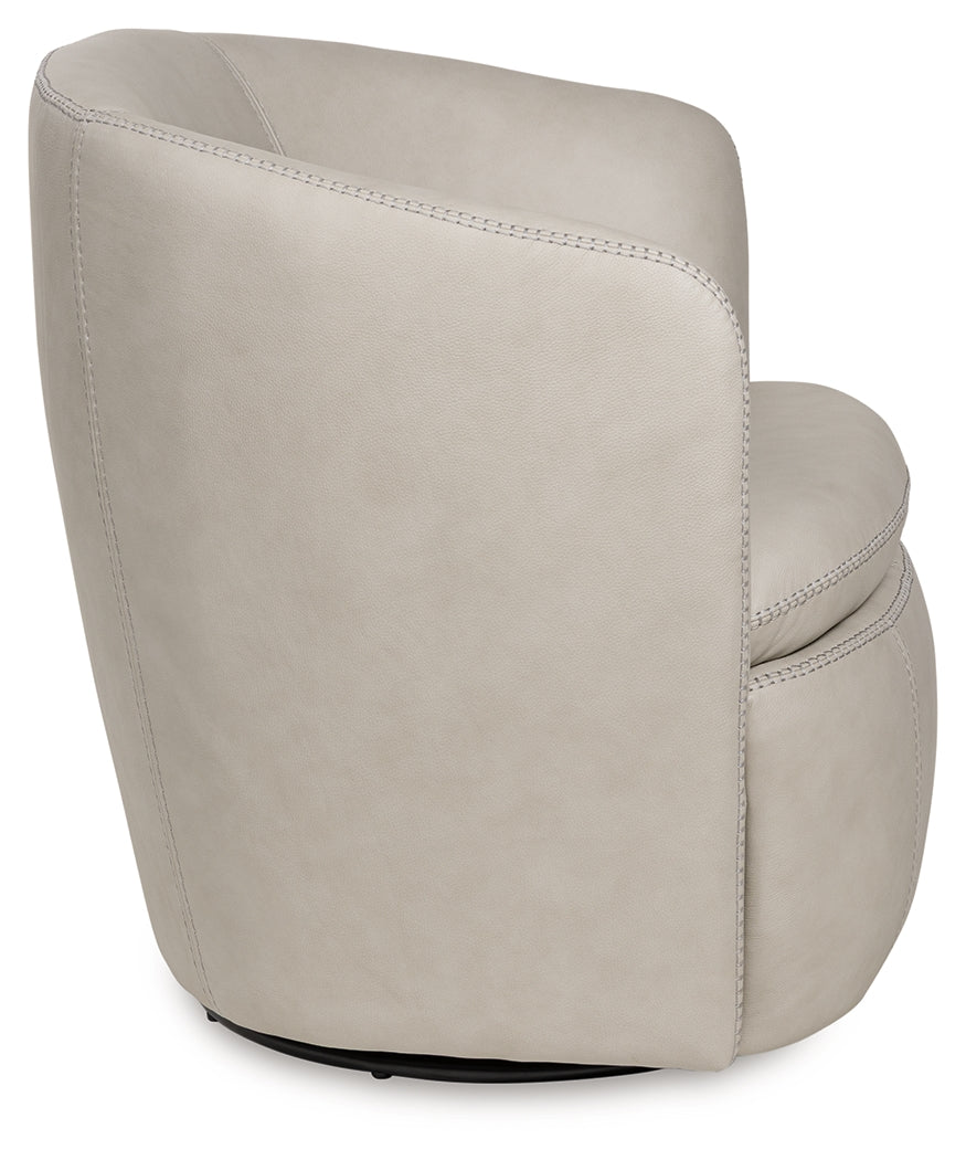 Back view of Kierreys Bone Swivel Accent Chair