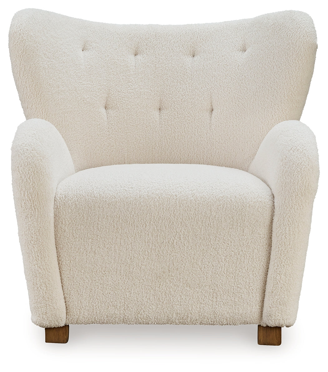 Larbell Ecru Accent Chair side profile