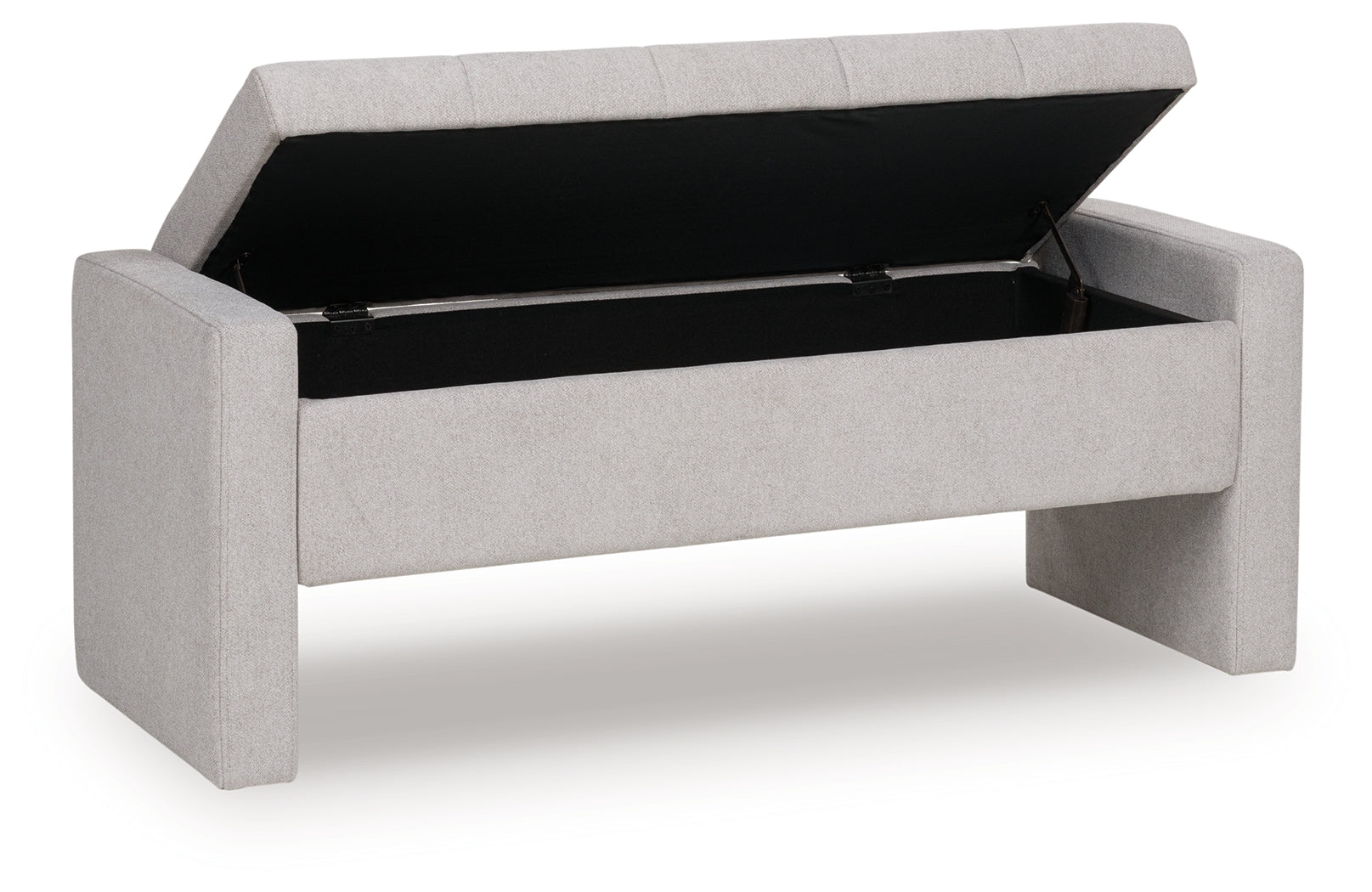 Akselman Gray Storage Bench open storage compartment view