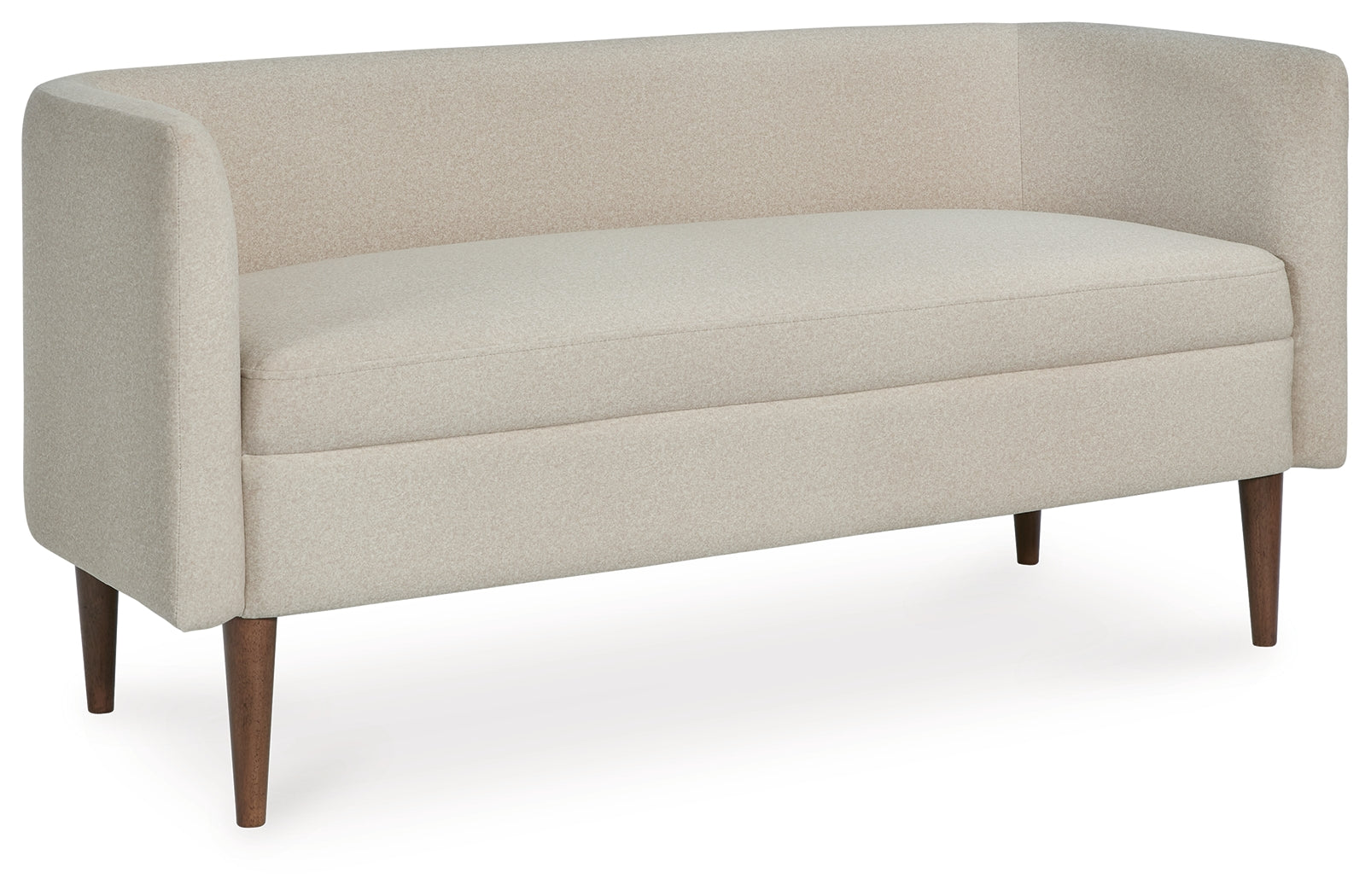 Wainner Beige Accent Bench angled view showing upholstery
