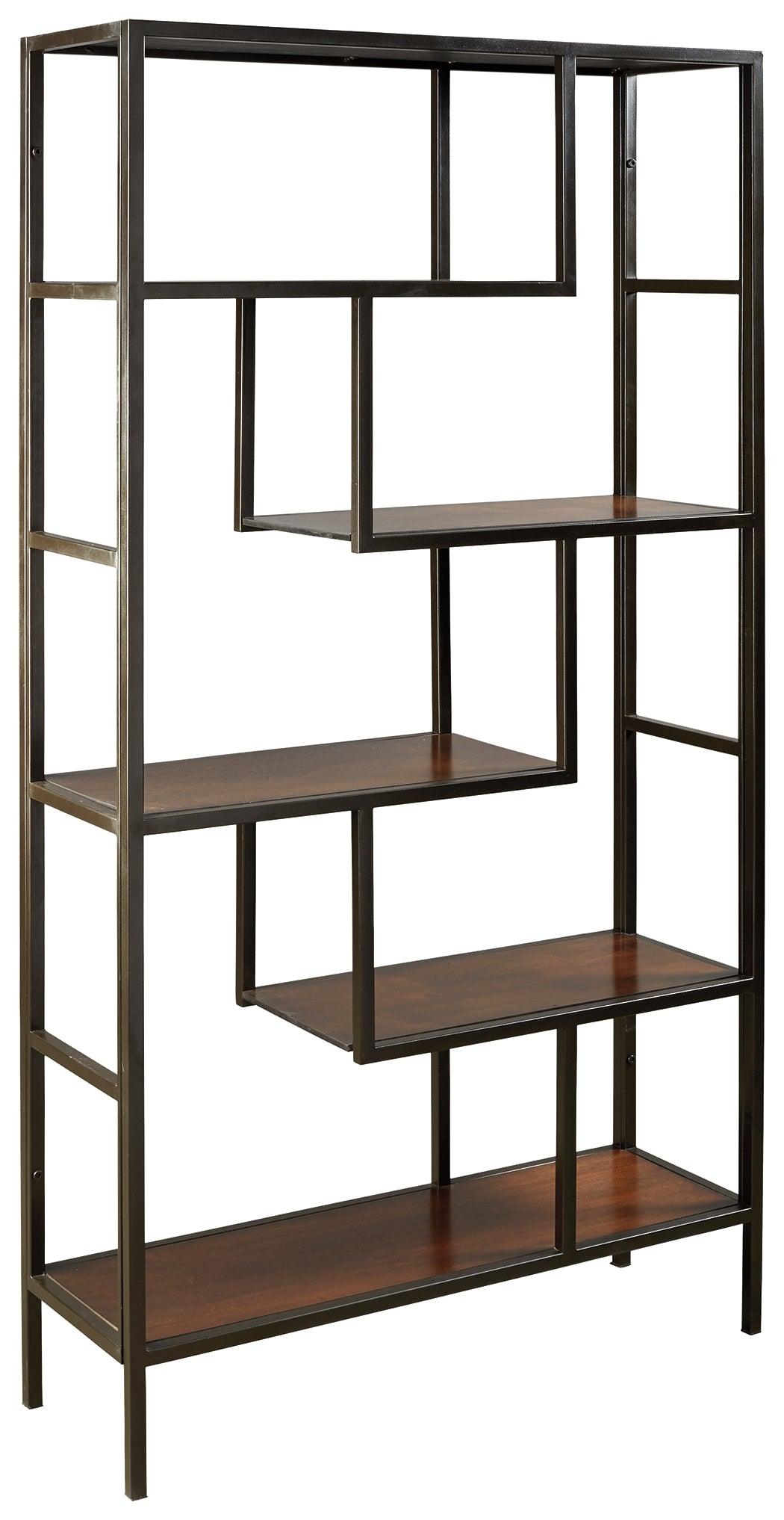 Frankwell Bookcase head-on view showing angled shelves