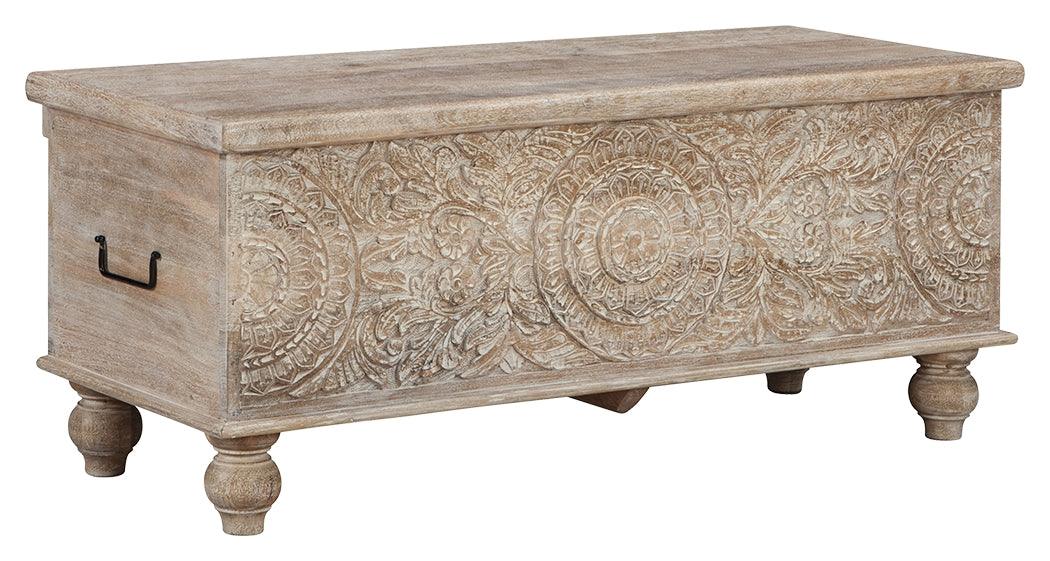 Fossil Ridge Beige Storage Bench - Ella Furniture