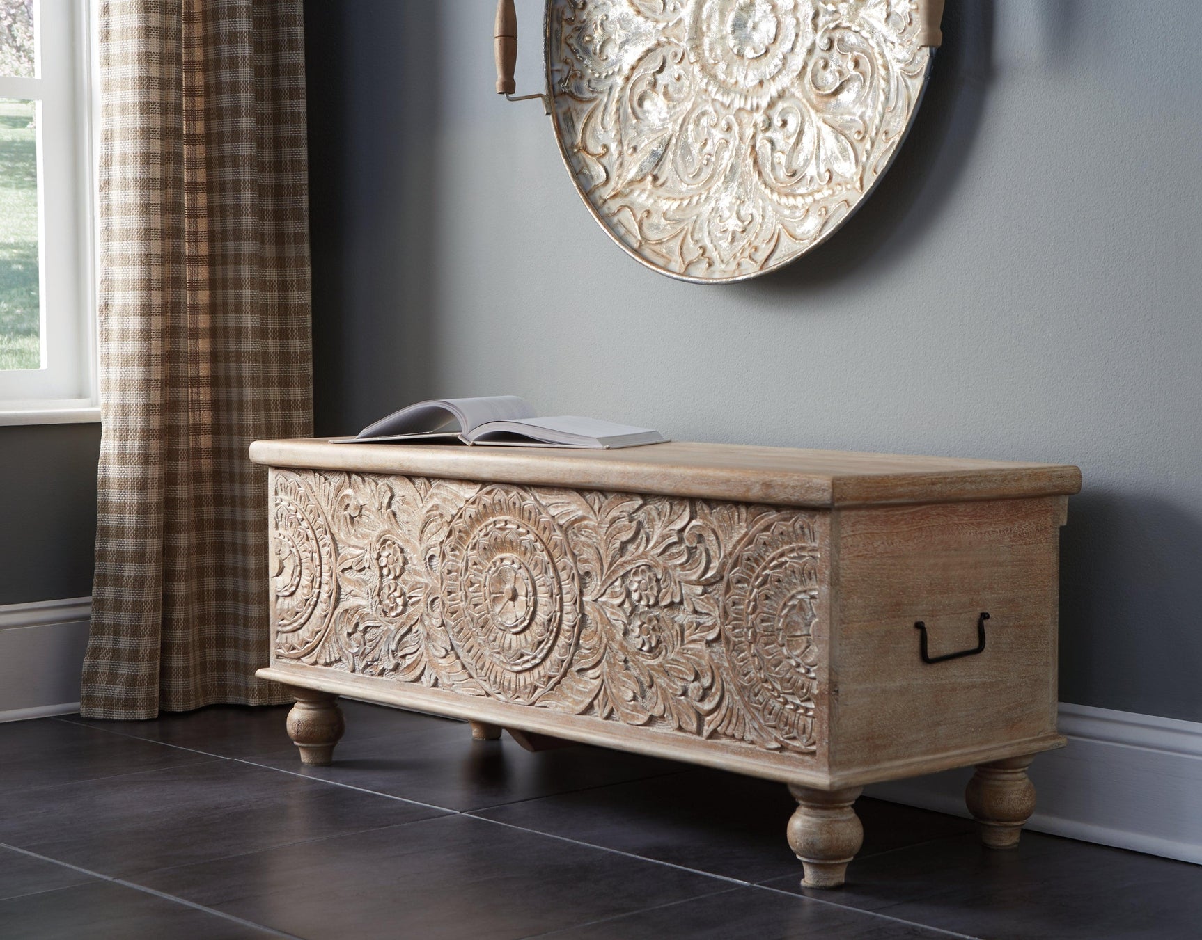 Fossil Ridge Beige Storage Bench - Ella Furniture